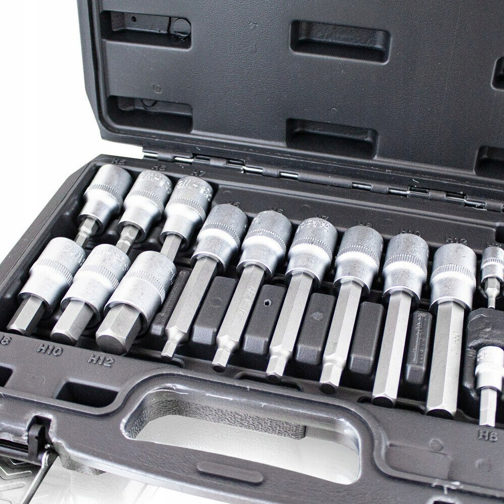 Komplet nasadek imbusowych 18 elementów klucze stal Stan opakowania oryginalne