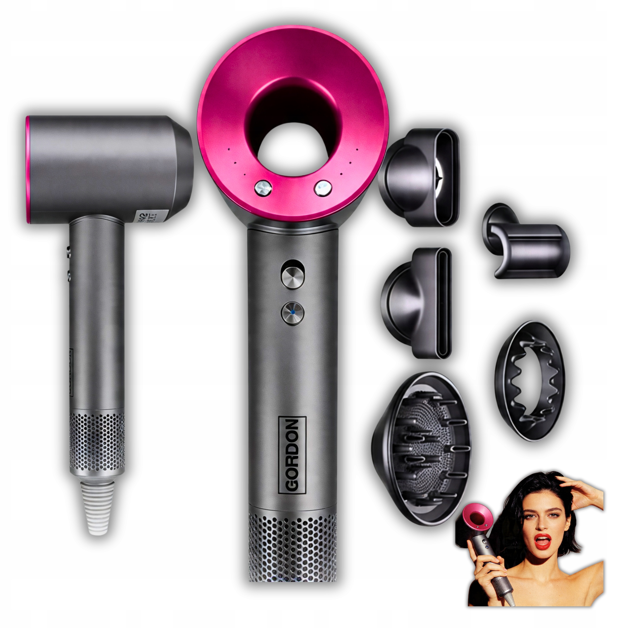 Vysoušeč vlasů s ionizačním difuzérem 1600W Silný 6v1 Studený přívod vzduchu Pro