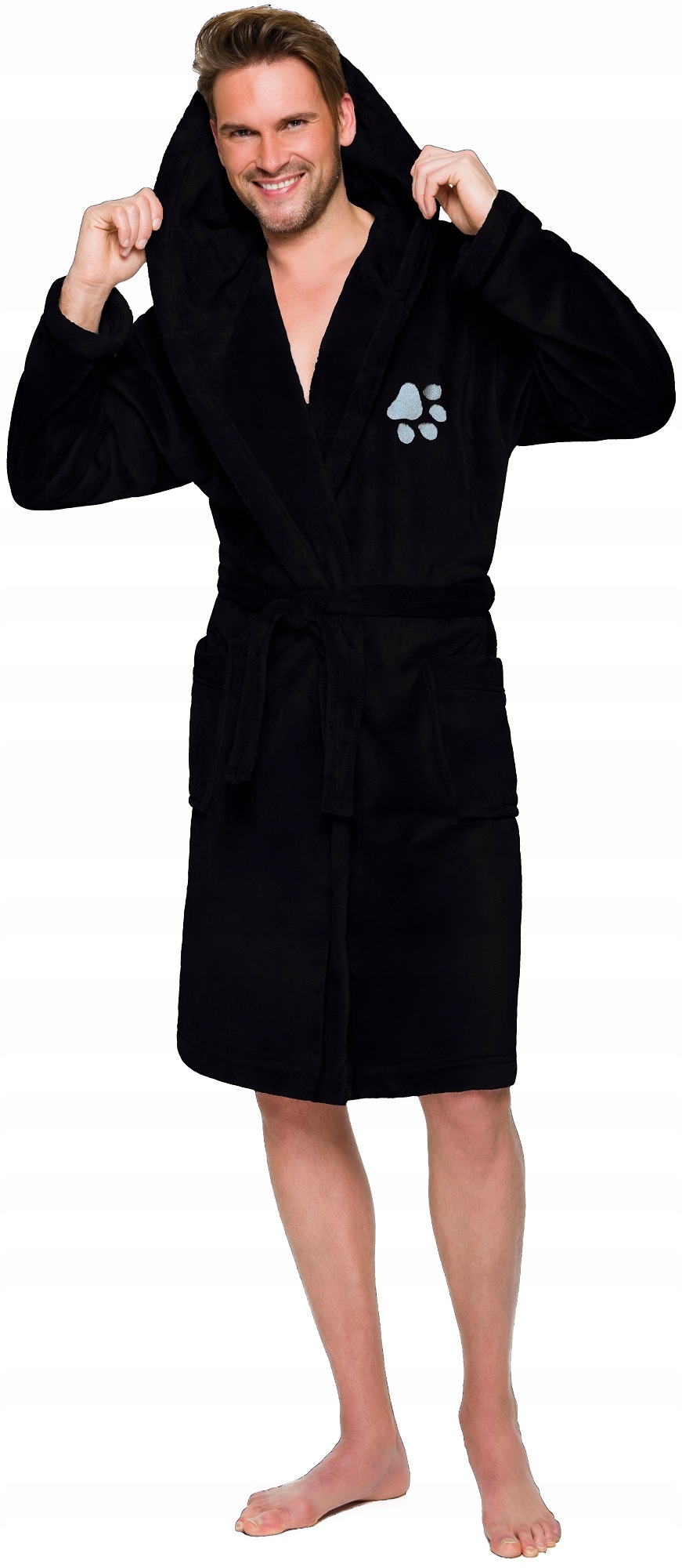 ŁAPKA CIEPŁY KRÓTKI SZLAFROK MĘSKI Z KAPTUREM M Płeć mężczyzna