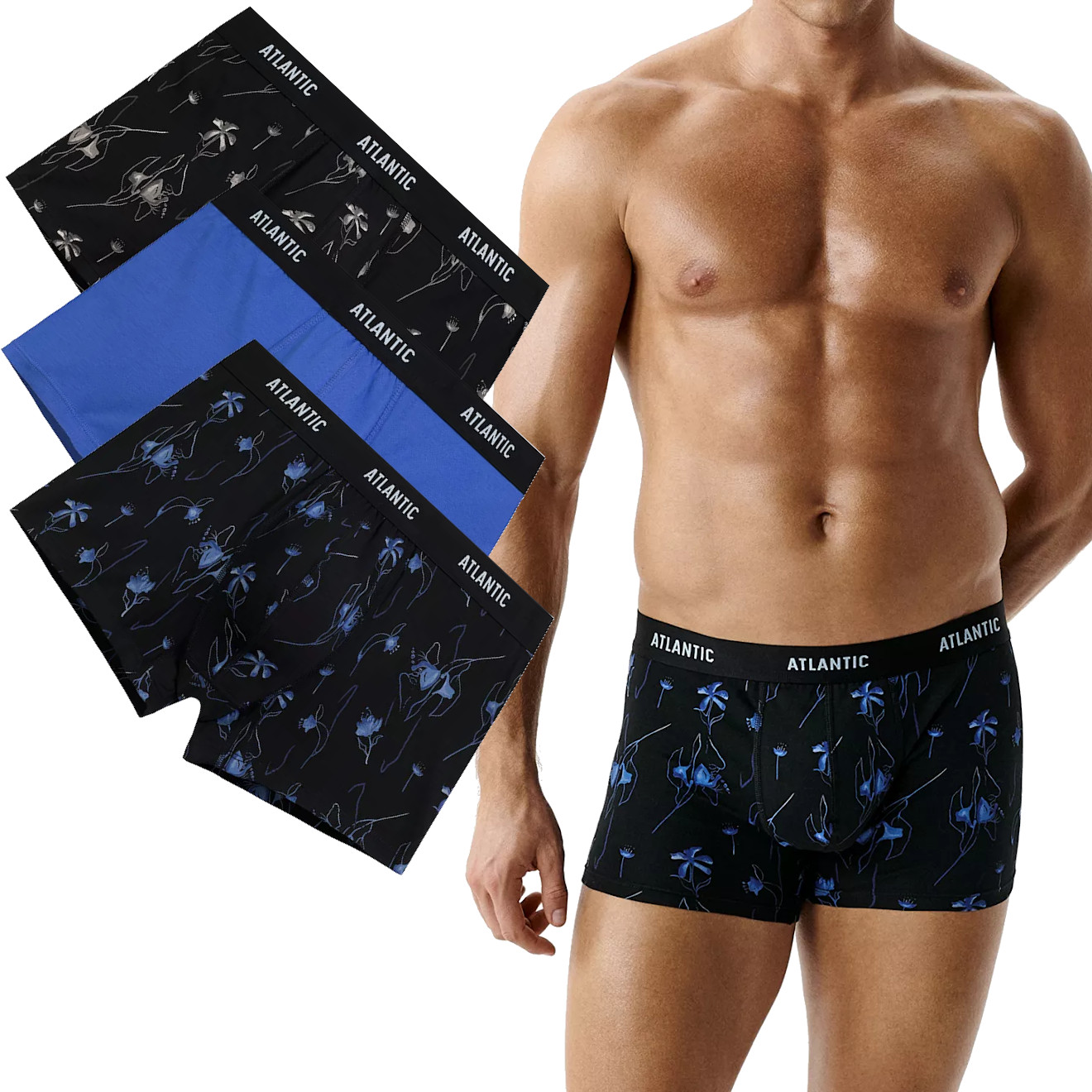 Pánské Boxerky Atlantic 3MH229/ČA/NE/ČA/S