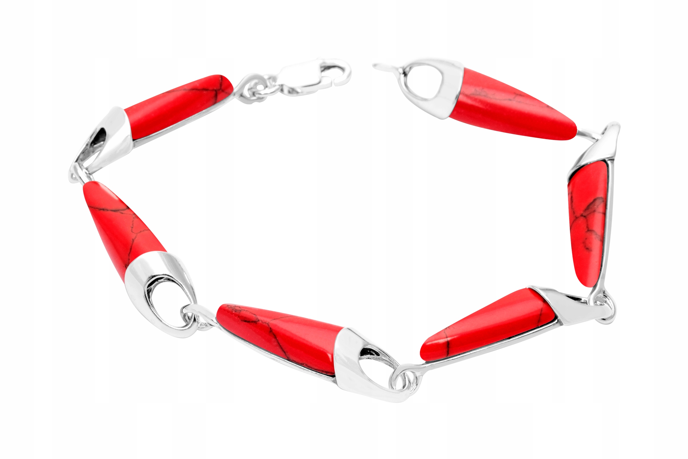 Krásný Stříbrný Korálový Náramek S Rhodiem!!