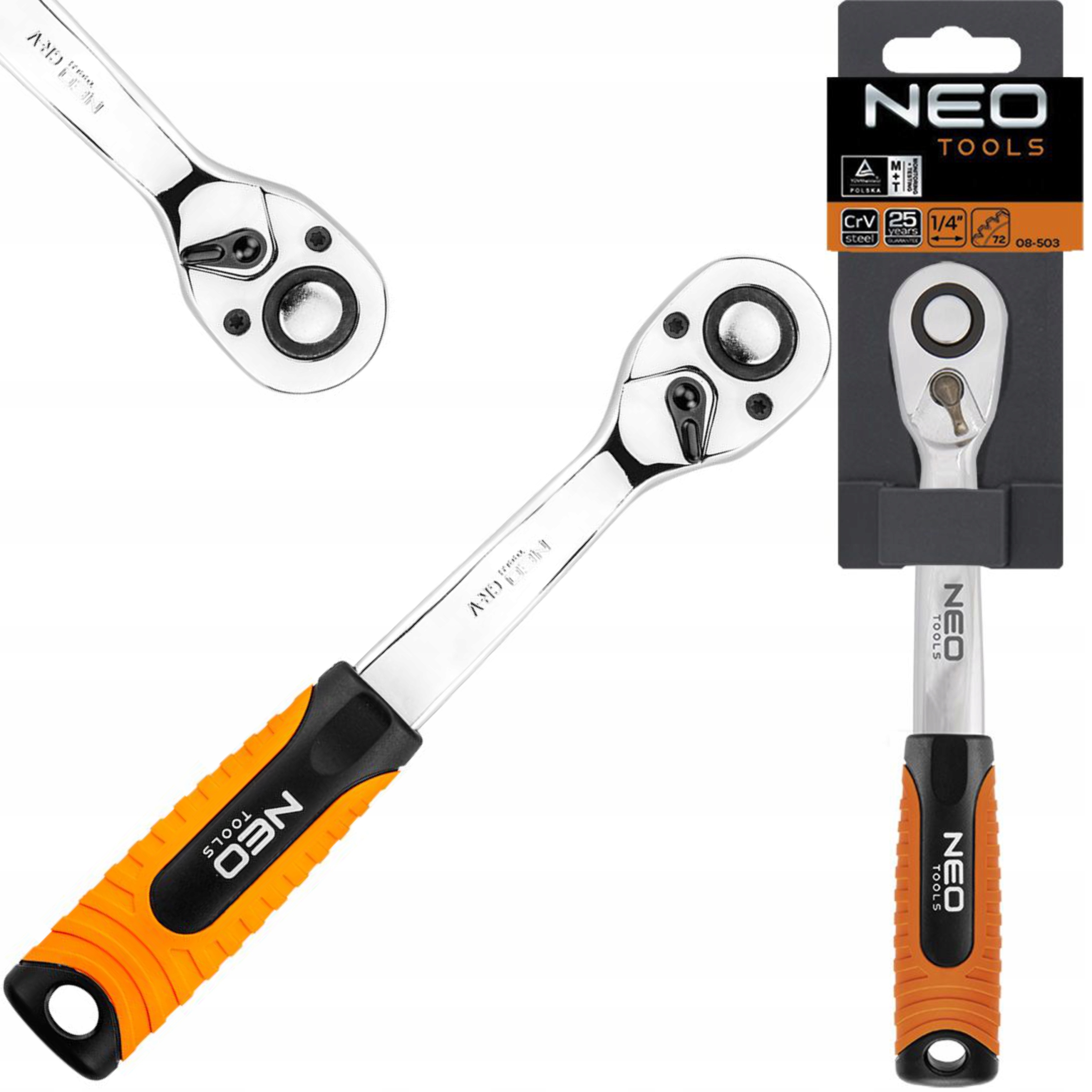 

Grzechotka Klucz 1/4", 145 mm Neo 08-503