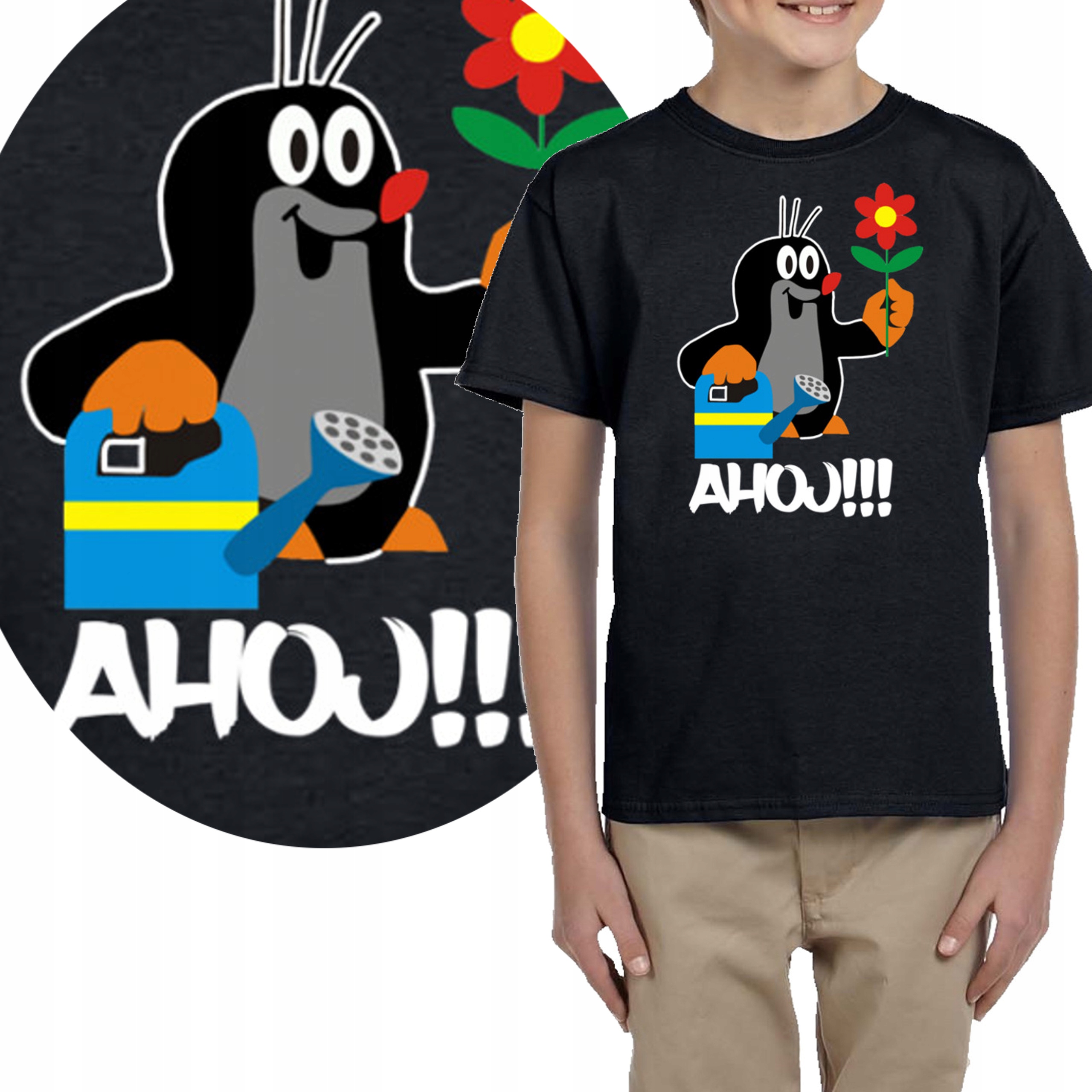 

0446 Koszulka Dziecięca Krecik Sąsiedzi Czarna 104