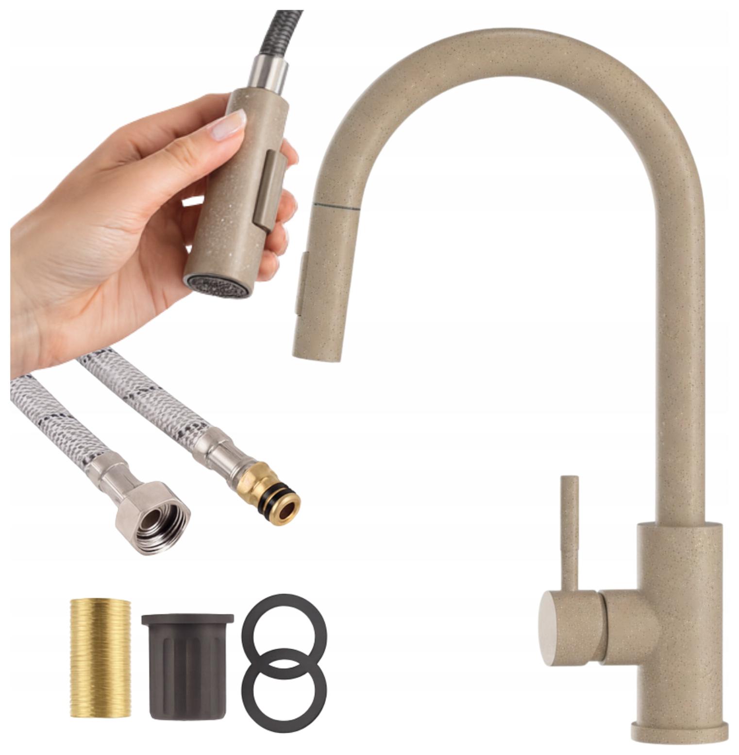 Kuchynská batéria béžová Pg výsuvná výtoková kohútiková stojanková batéria Loseto 2 funkcie