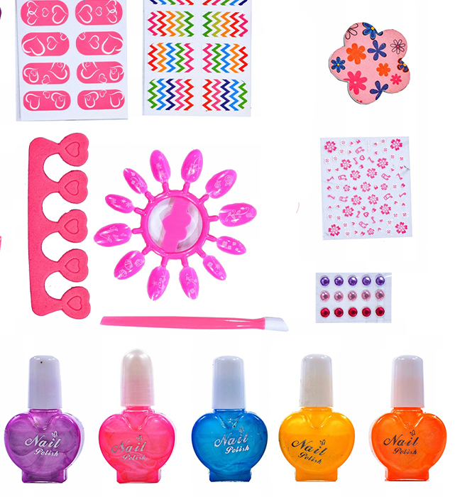 ZESTAW MANICURE DO MALOWANIA ZDOBIENIA PAZNOKCI DZIECI bezpieczne LAKIERY Wiek dziecka 3 lata +