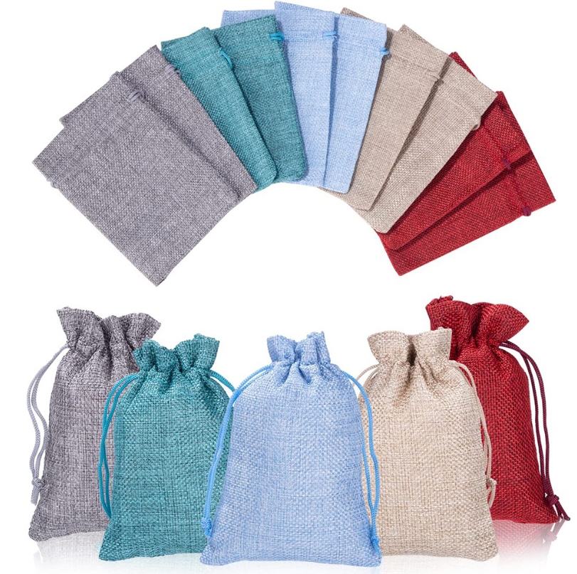 

50x Woreczki Ze Sznurkiem Diy Jutowe 10*14