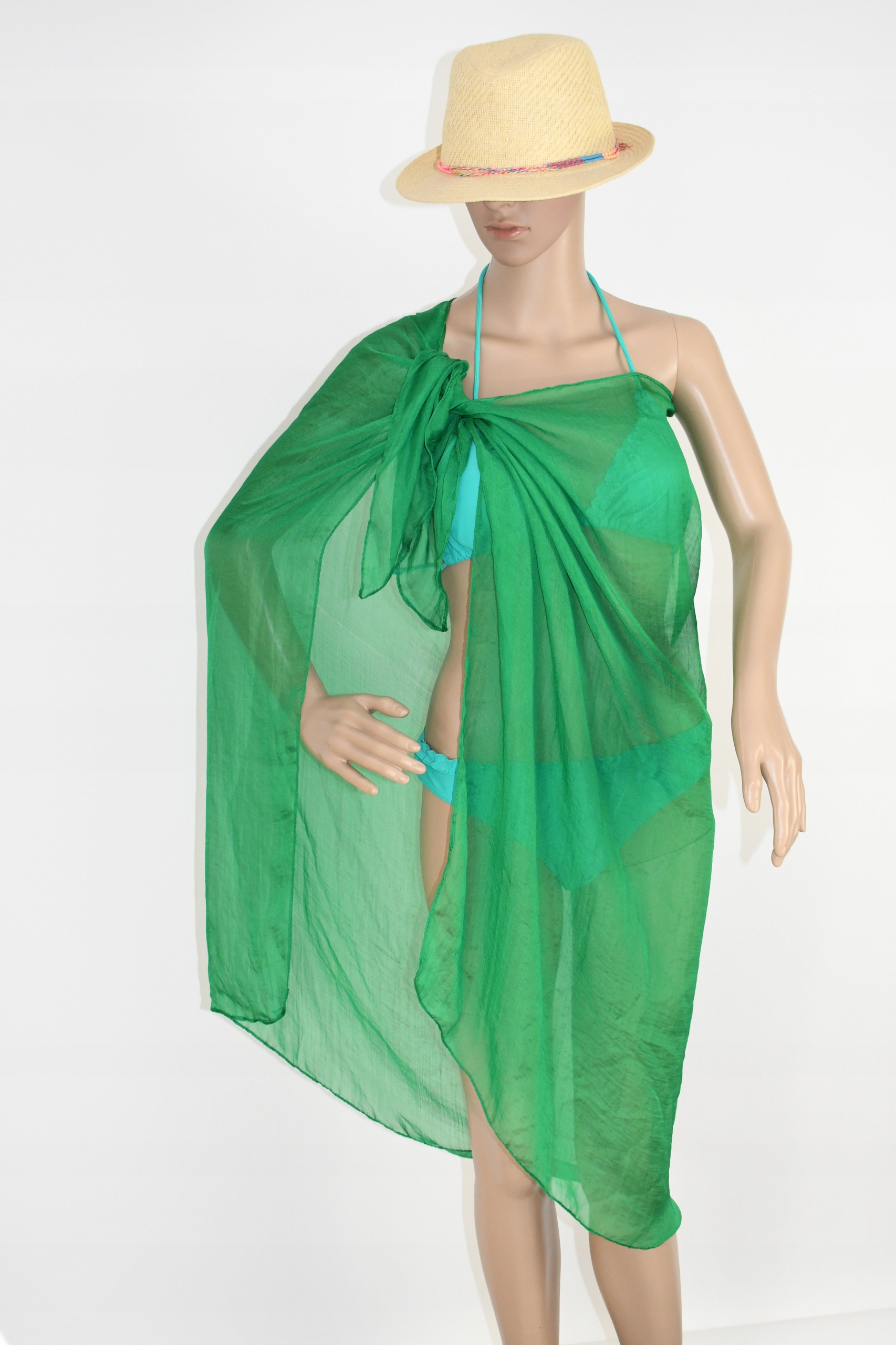 pareo NARZUTKA jedwabna DUŻA CHUSTA - 150 x 100 CM Wzór dominujący bez wzoru