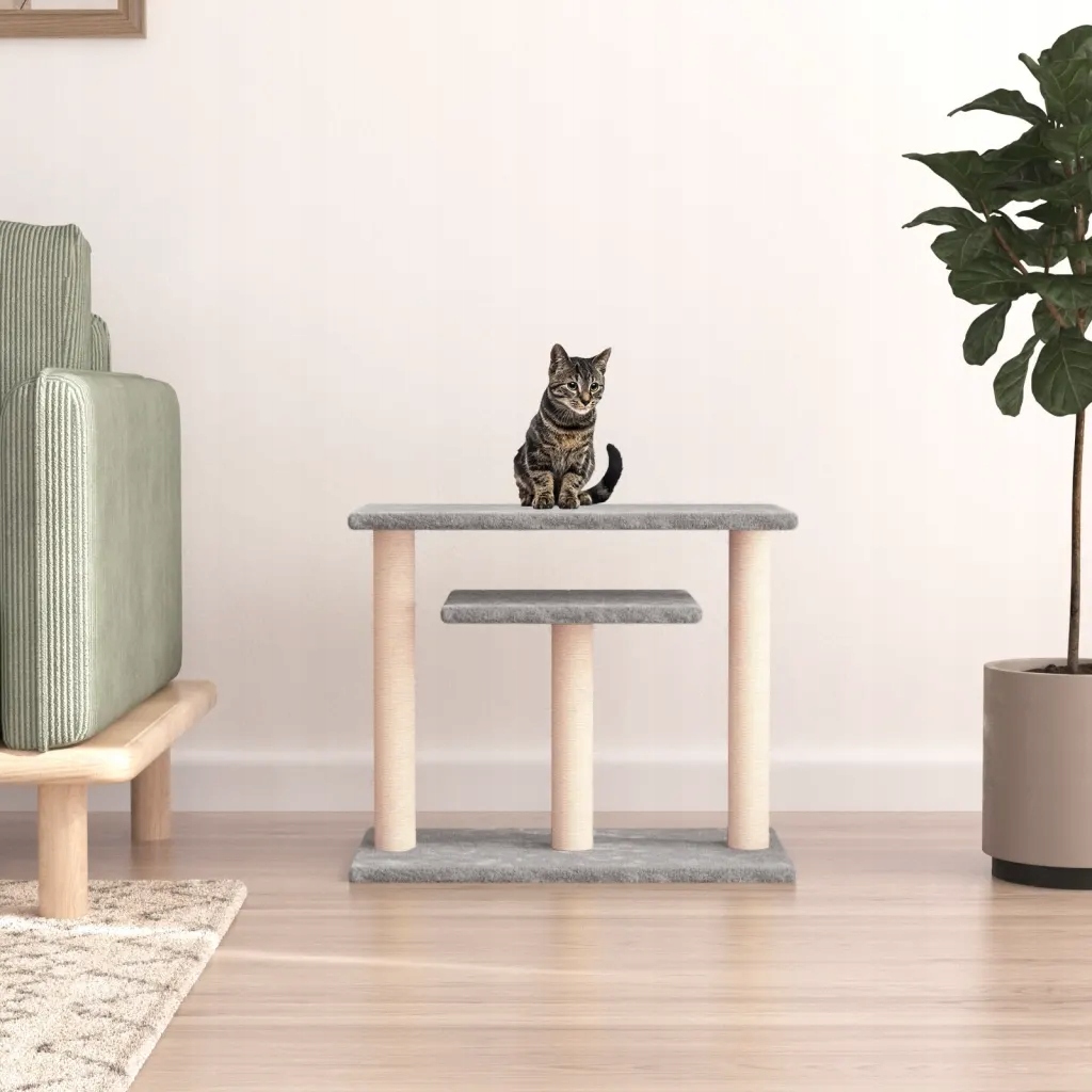 Levně Petrashop Škrabadlo pro kočky s plošinami světle šedé 62,5 cm Šedá 172047