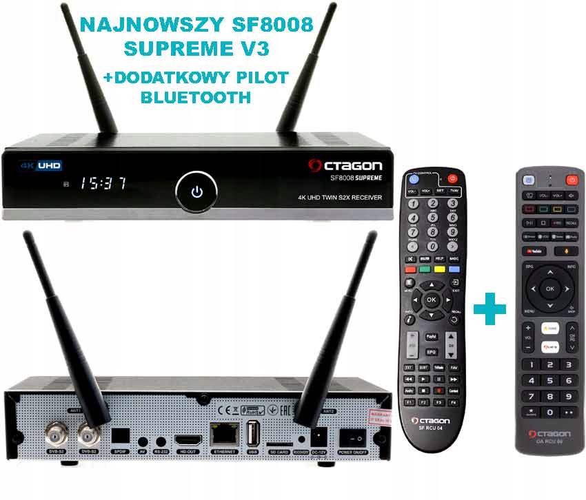 Octagon SF8008 V3 Supreme Twin 4K 2 X DVB-S2X Wifi 1200Mbps Pilot Bluet.