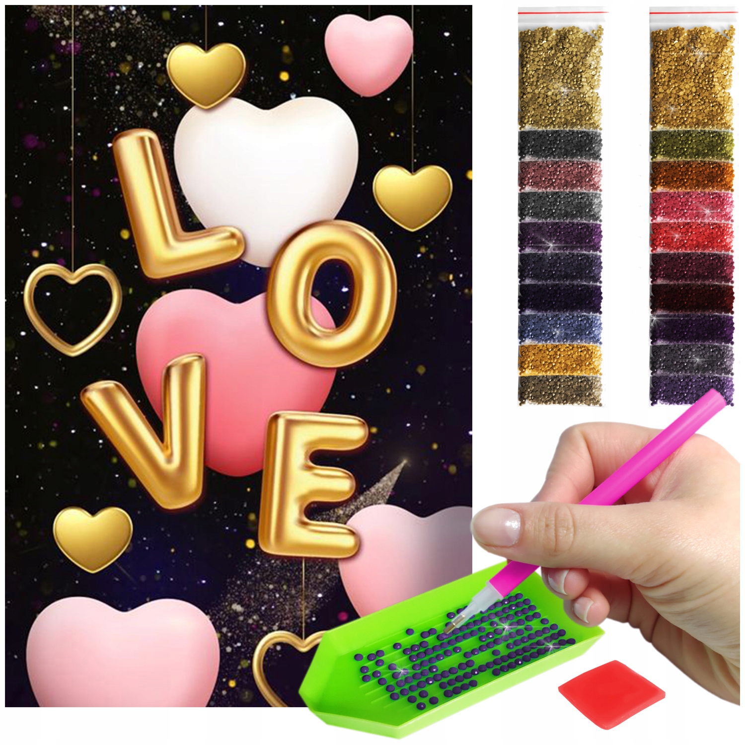 Valentýnský diamantový Haft 60x40cm Diamond Painting Mozaika Příslušenství