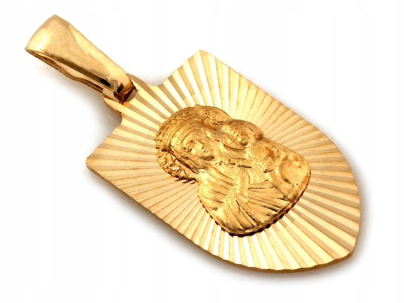 Přívěsek elegantní zlatý 585 14k Medailon Matka Boží 1.12g žluté zlato