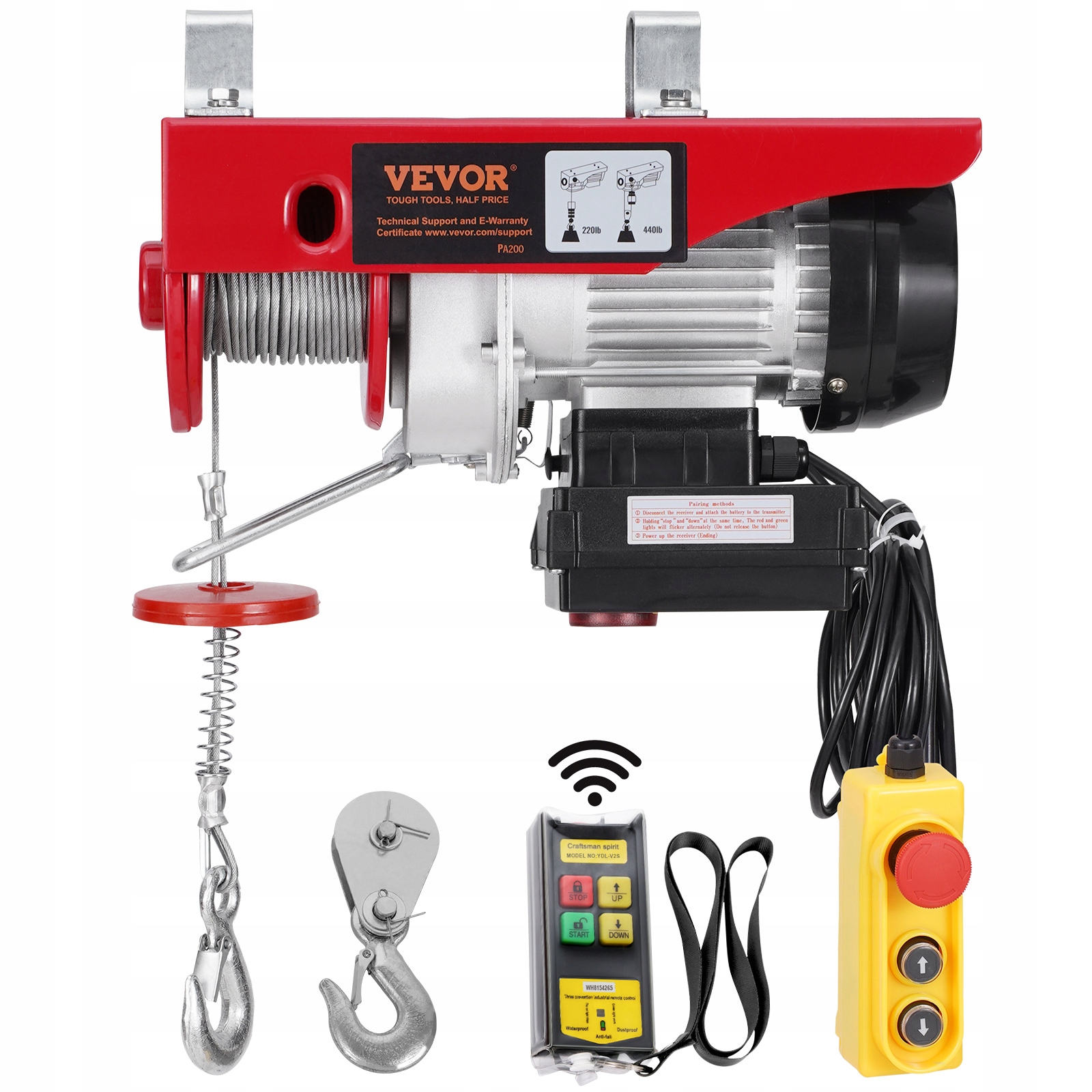 Elektrický Zvedák Vevor 200 Kg 230 V, Silný Lanový Zvedák, Dálkové Ovládání