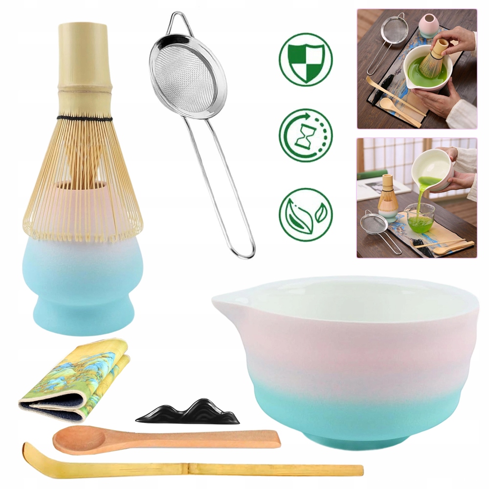 Levně Sada Na Matchu S Bambusovou Šlehací Metlou, 8DÍLNÁ Dárková Sada