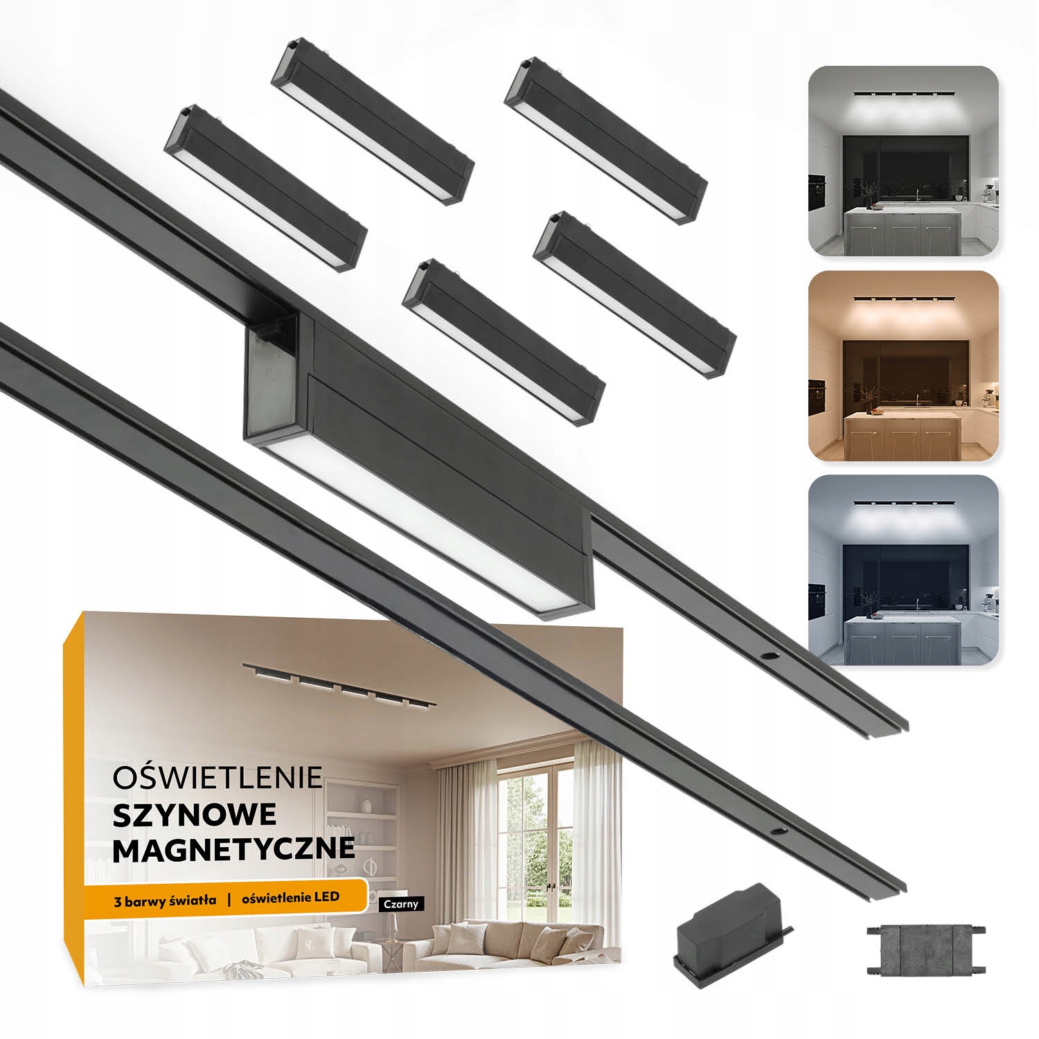 Magnetické koľajnicové osvetlenie 2x Lišta 1 m 5x 10 W Led lampa 3CCT