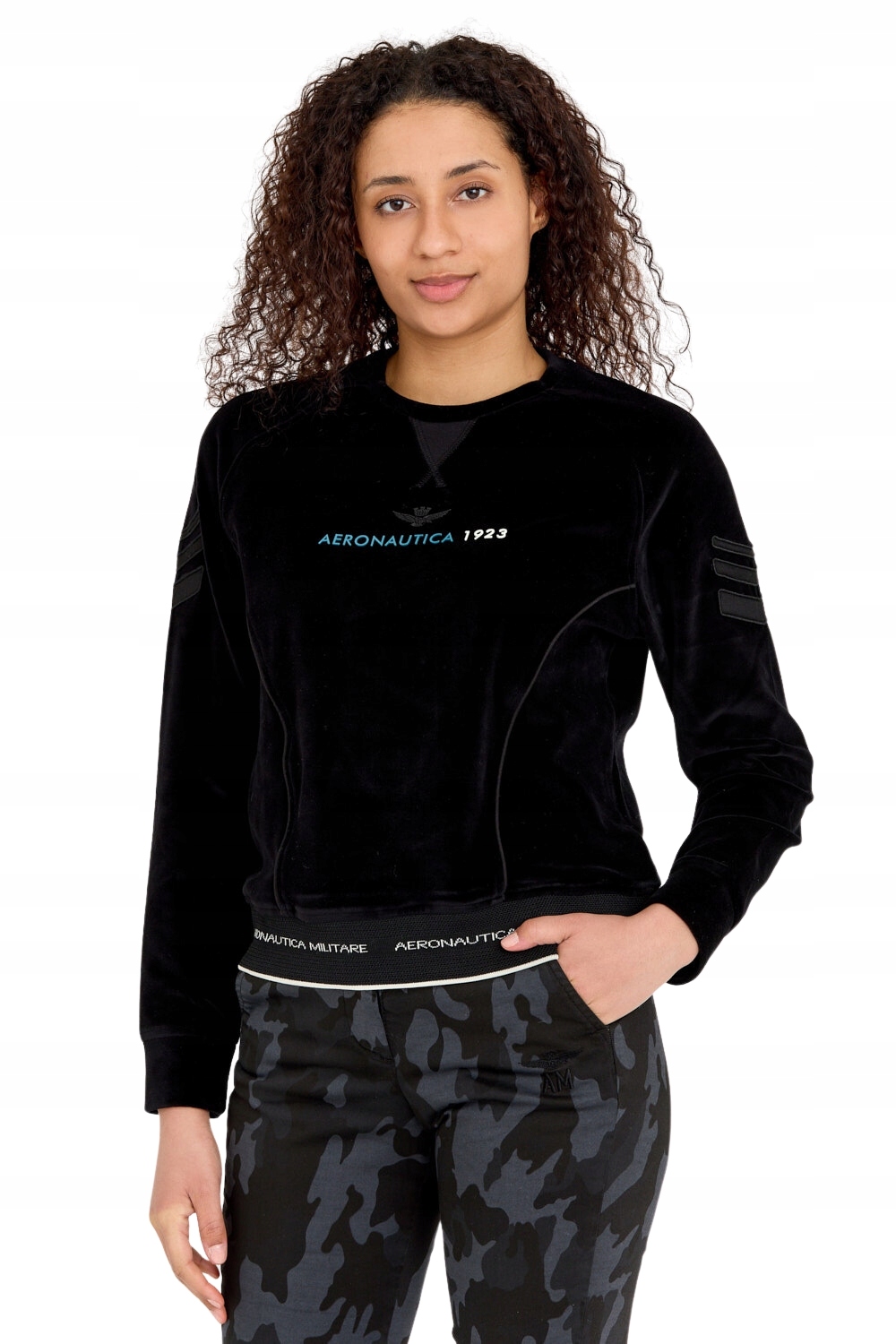 Aeronautica Militare Černá velurová mikina M