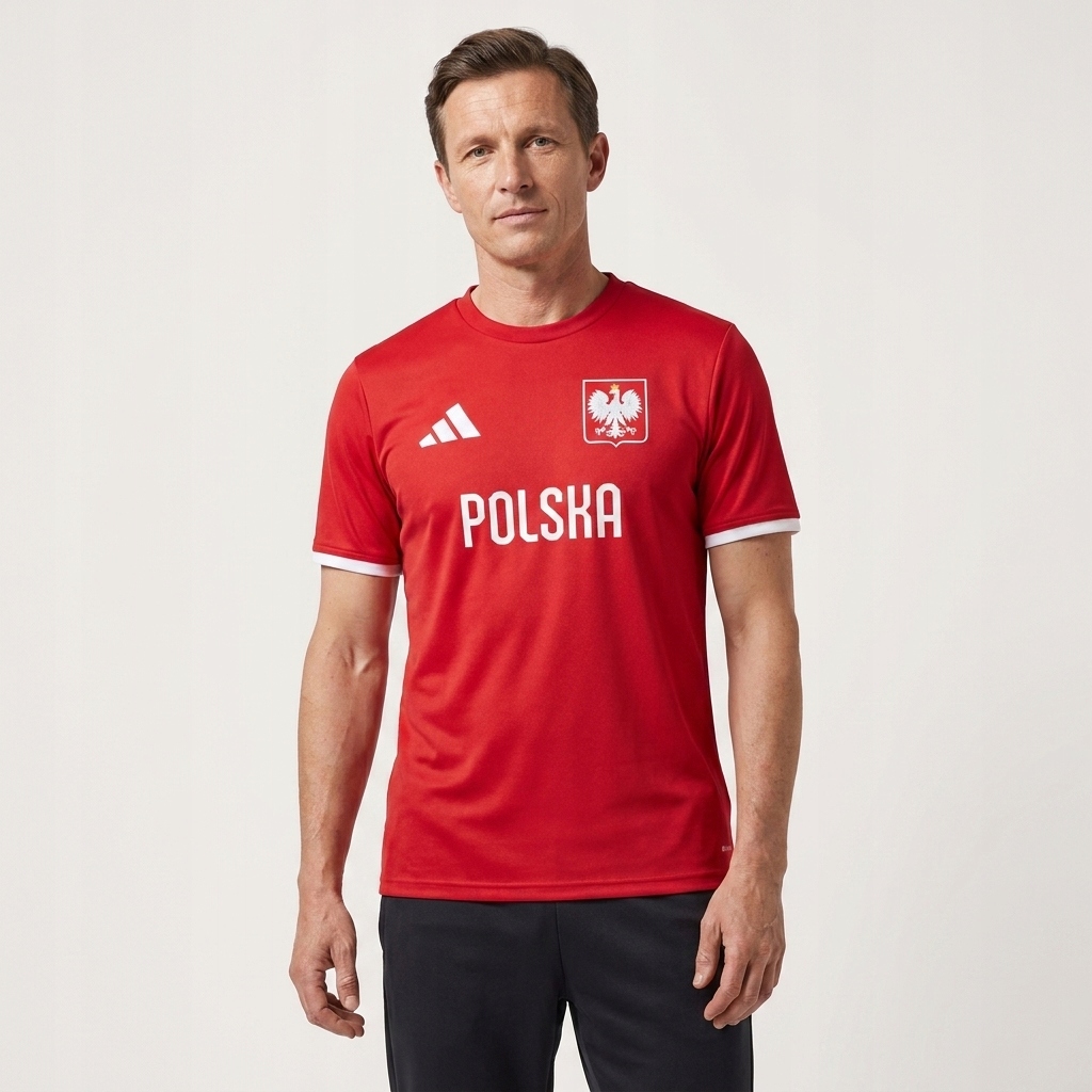 Koszulka kibica Adidas Polska Czerwona Bawełna na mecz Patriotyczna XXL