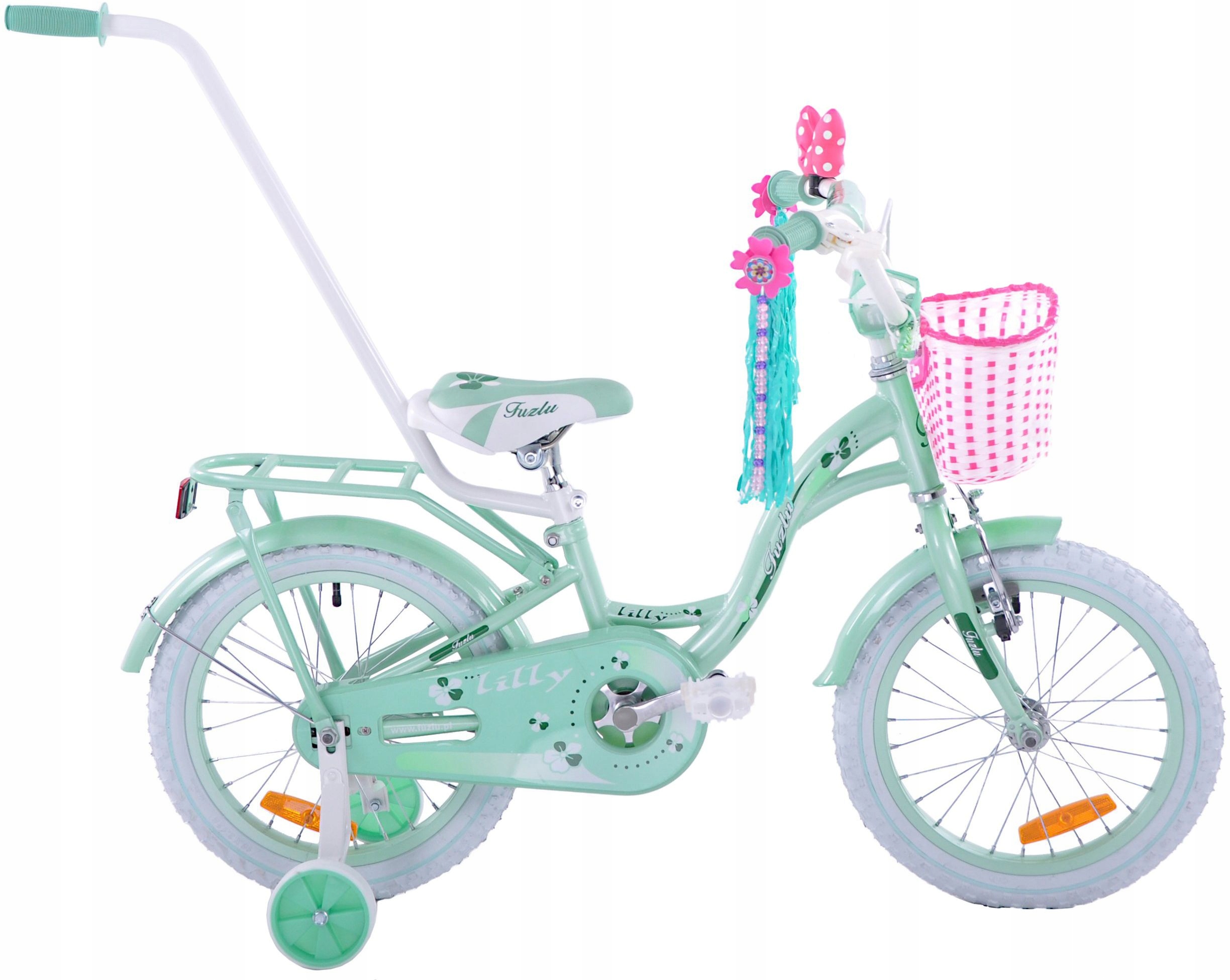 Rowerek Rower Fuzlu Lilly Bike 16 Prowadnik Koszyk