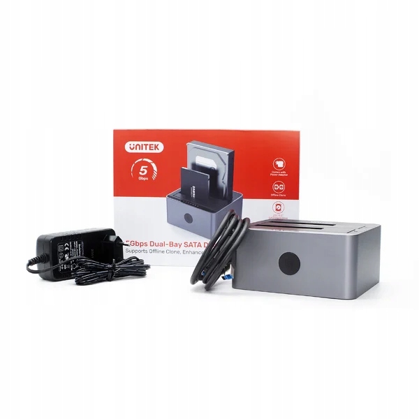 Unitek Y-3026GY01-EU klonovací stanice pro disky 2 x Sata 2,5''/3,5'' Usb 5Gbps