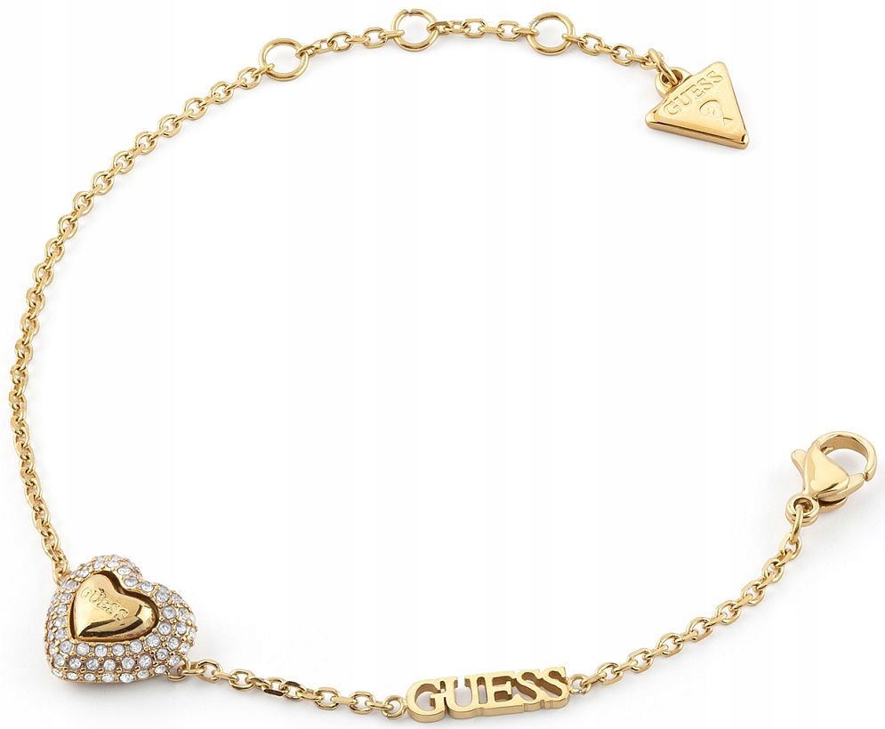 Elegantní Dámský Náramek Guess Beloved Zlatý Motiv Srdce S Krystaly