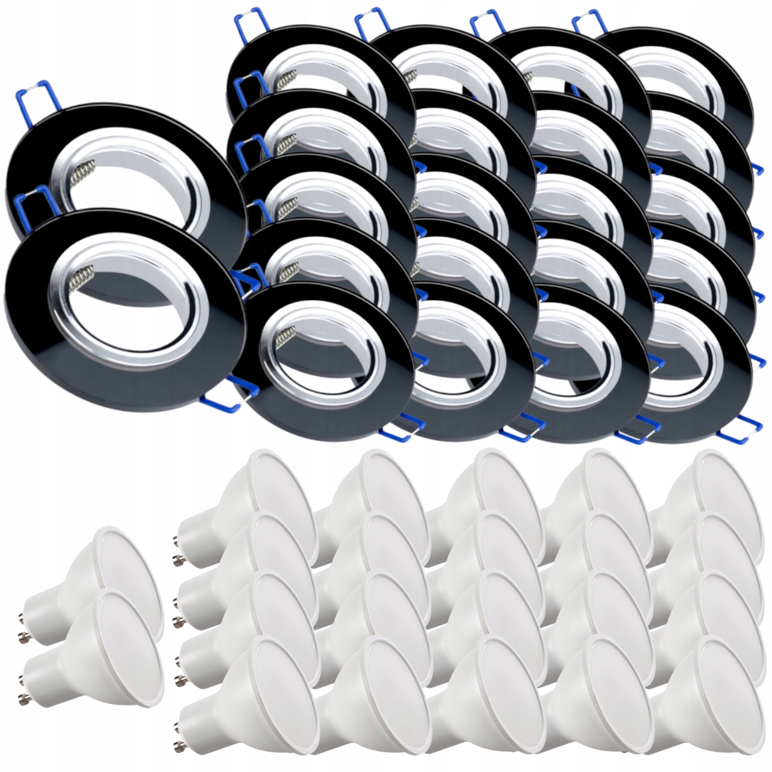 22 x Černá Stropní Lampa Halogenová Svítidlo Sklo Led Žárovky 7W