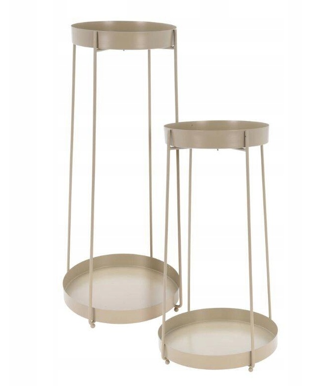 Držák Na Květináč kovový stojící set na 4 květináče béžový 27x58 cm