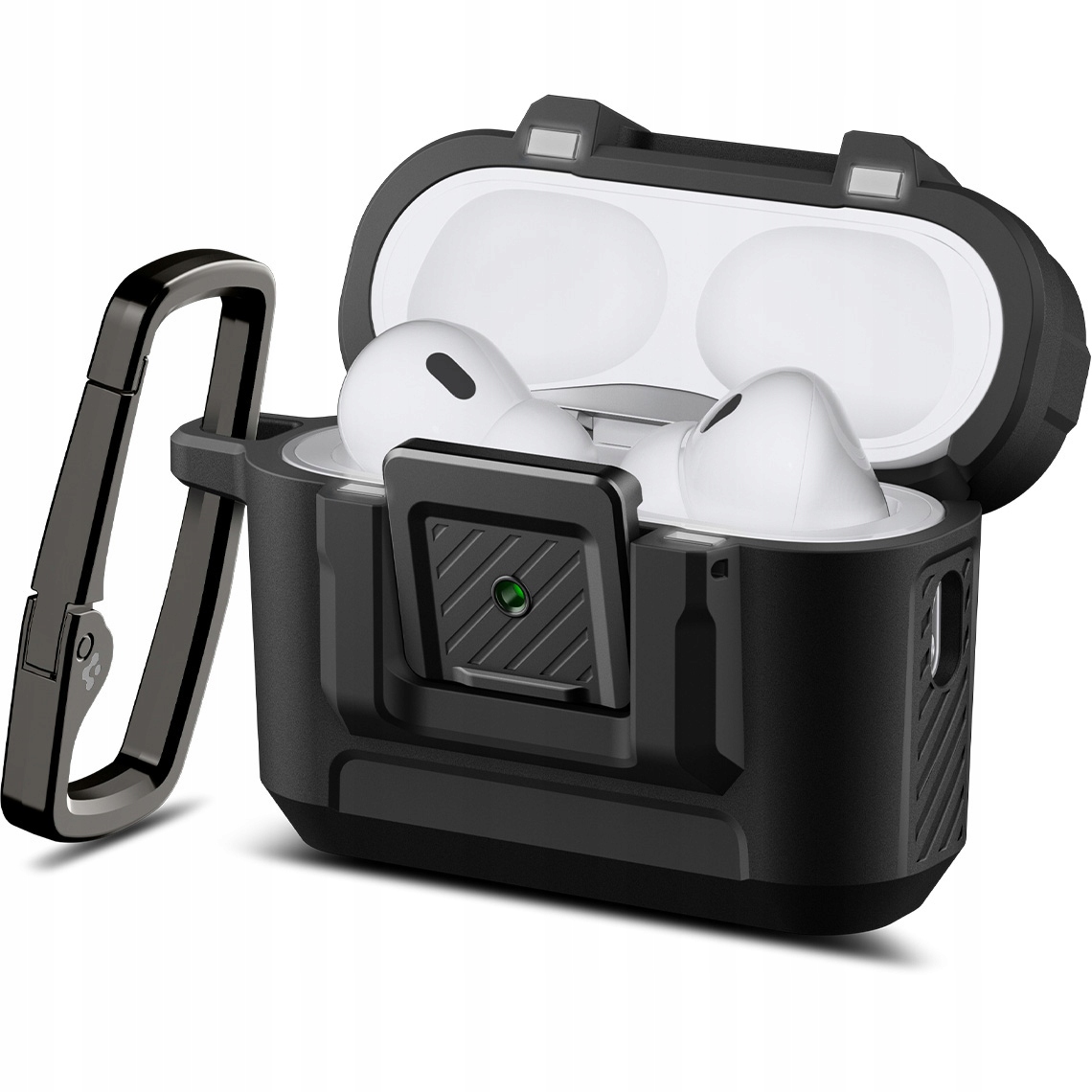 Pouzdro pro AirPods Pro 3, Spigen Lock Fit, pevné, pancéřované, s karabinou