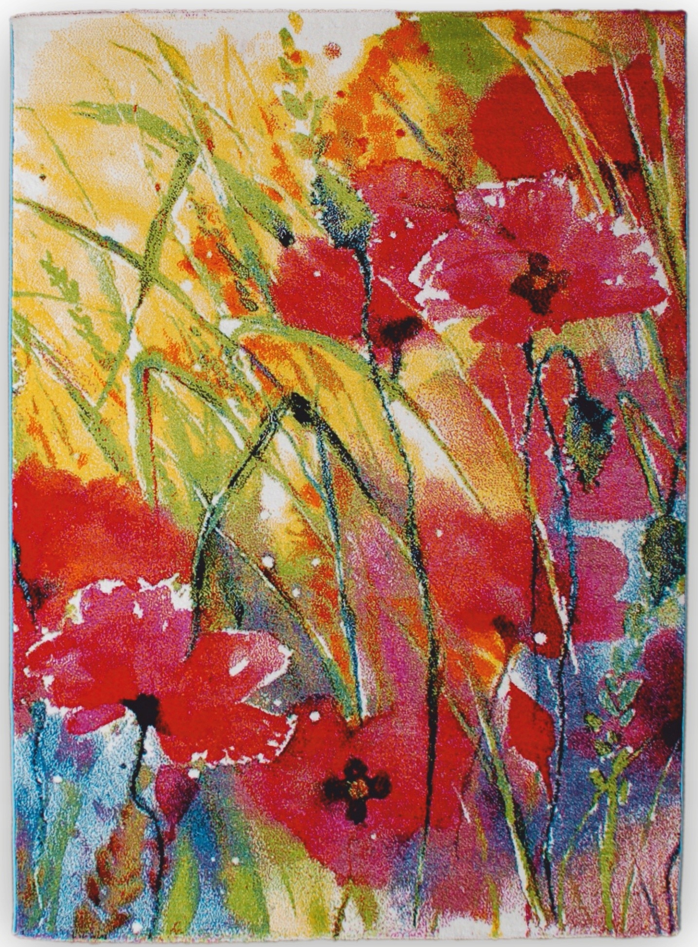 Dywan 160 x 230 cm kolorowy wzór maki Piękny Boho Scandi Glamour