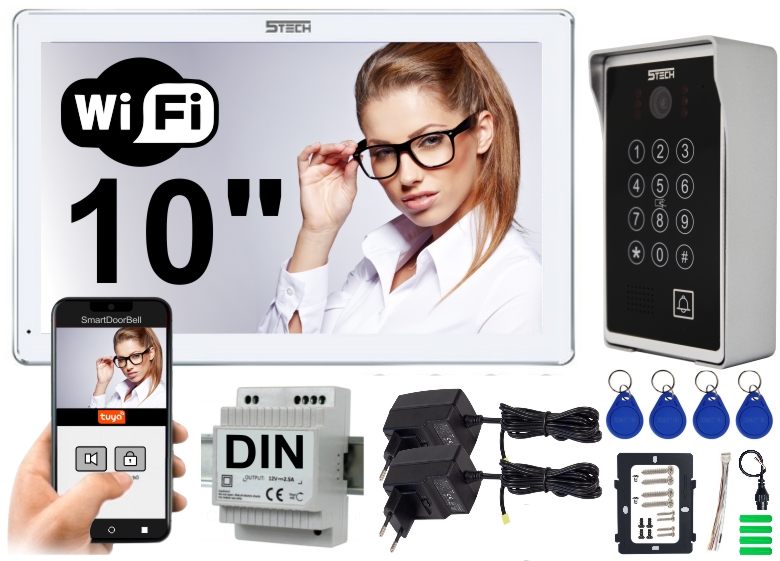 

Wideodomofon 10" WiFi 5TECH zasilacz Din