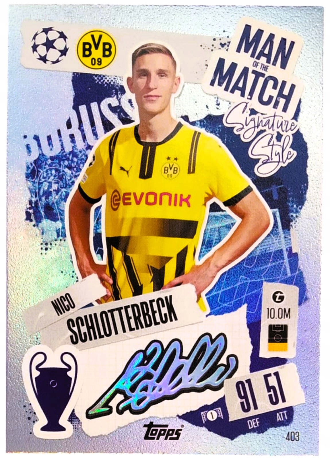 Match Attax 2024-2025 Man Of The Match 403 Schlotterbeck Borrusia Dortmund