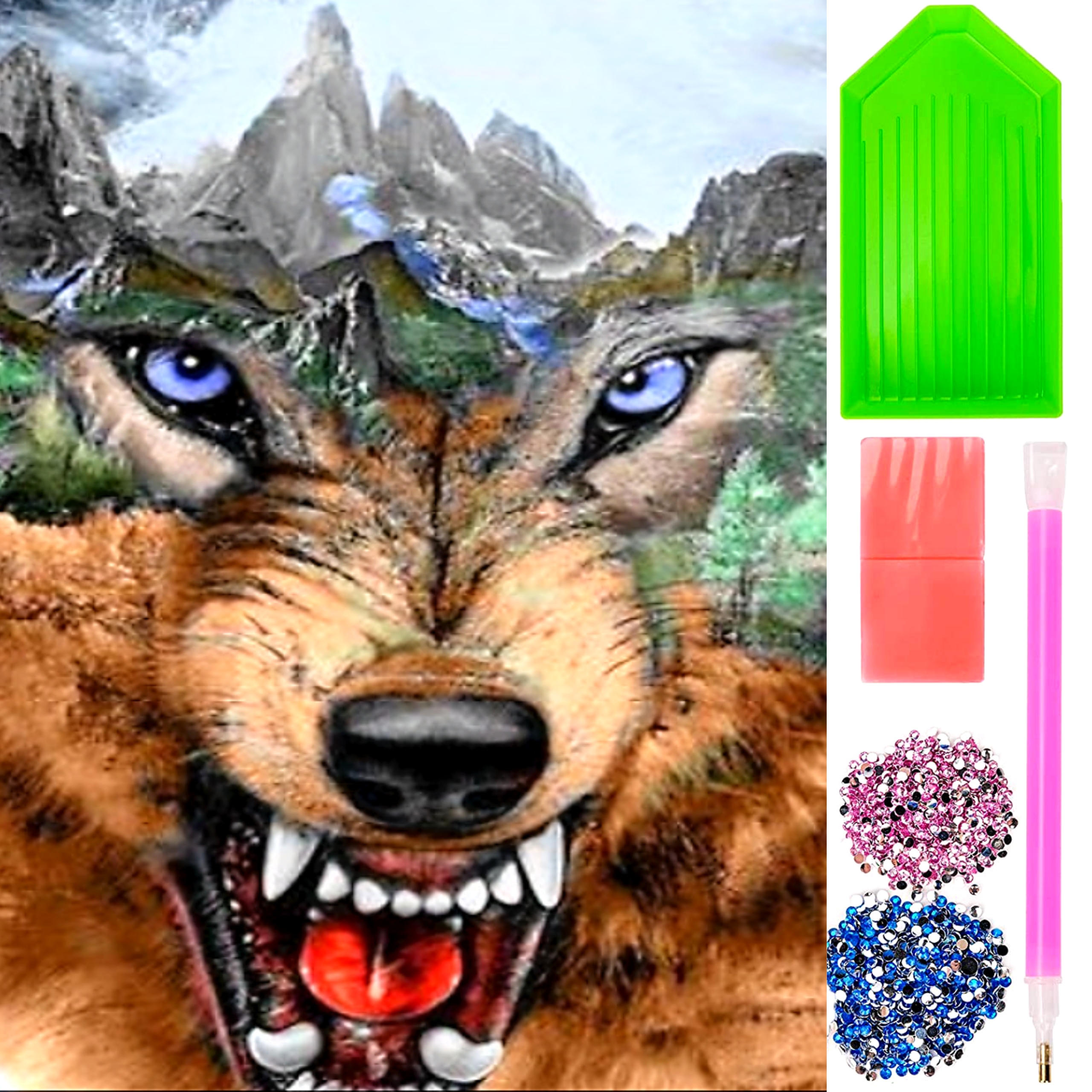 Diamantová výšivka XXL Velký vlk Hory 80x40cm Diamond Painting Mozaika