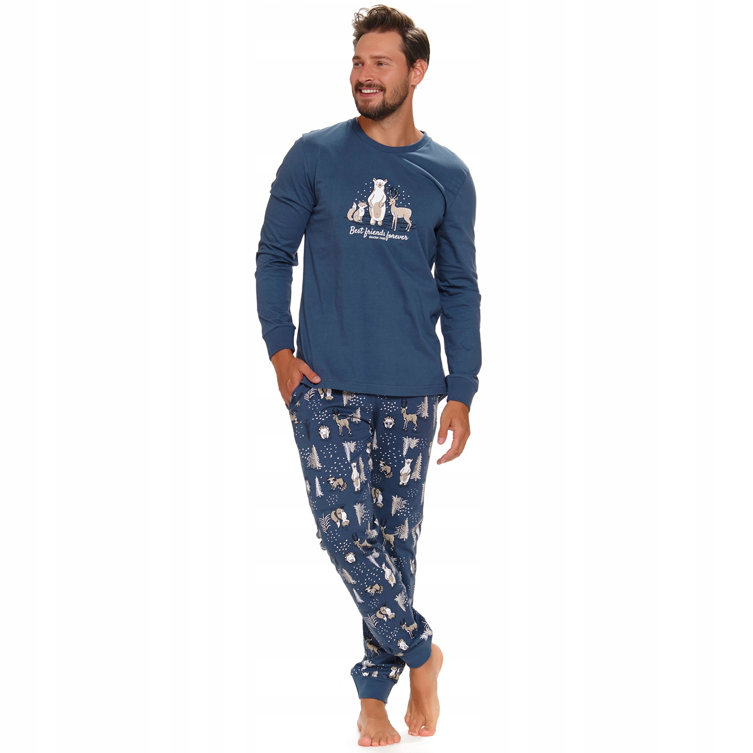 Doctor Nap PMB.4329 deep blue bavlna modrá dlouhé pánské Pyžamo XL