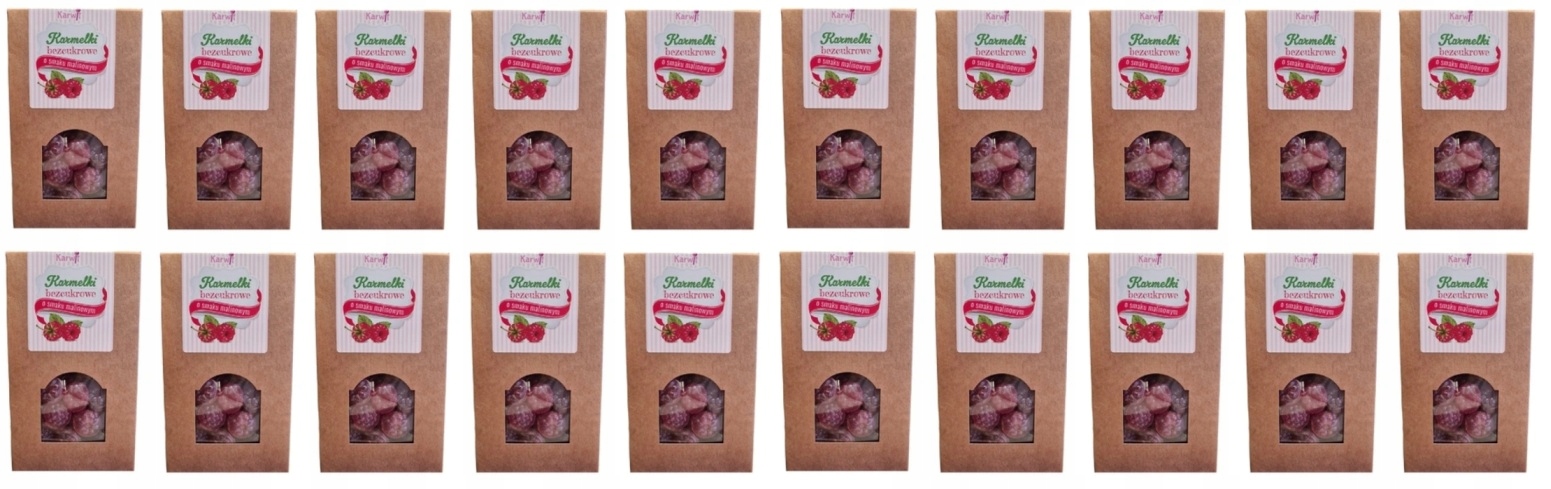 20x 120g Karwit Karmelki bezcukrowe o smaku malinowym Karton
