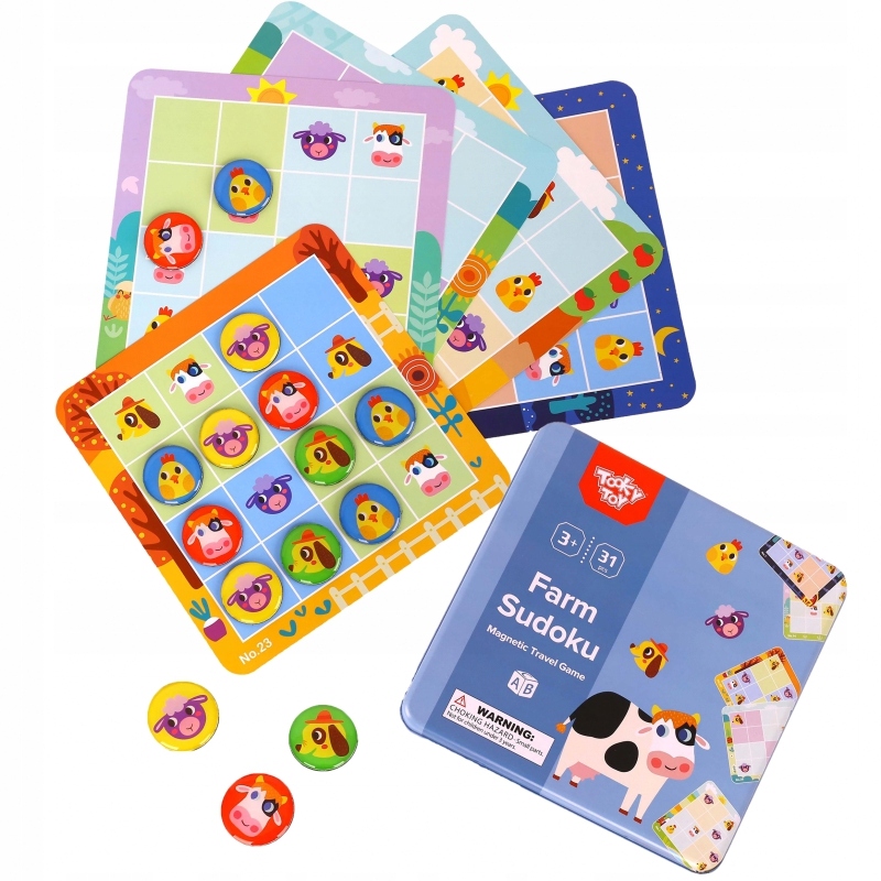 SUDOKU dla Dzieci Gra Karty Żetony Farma Marka Tooky Toy
