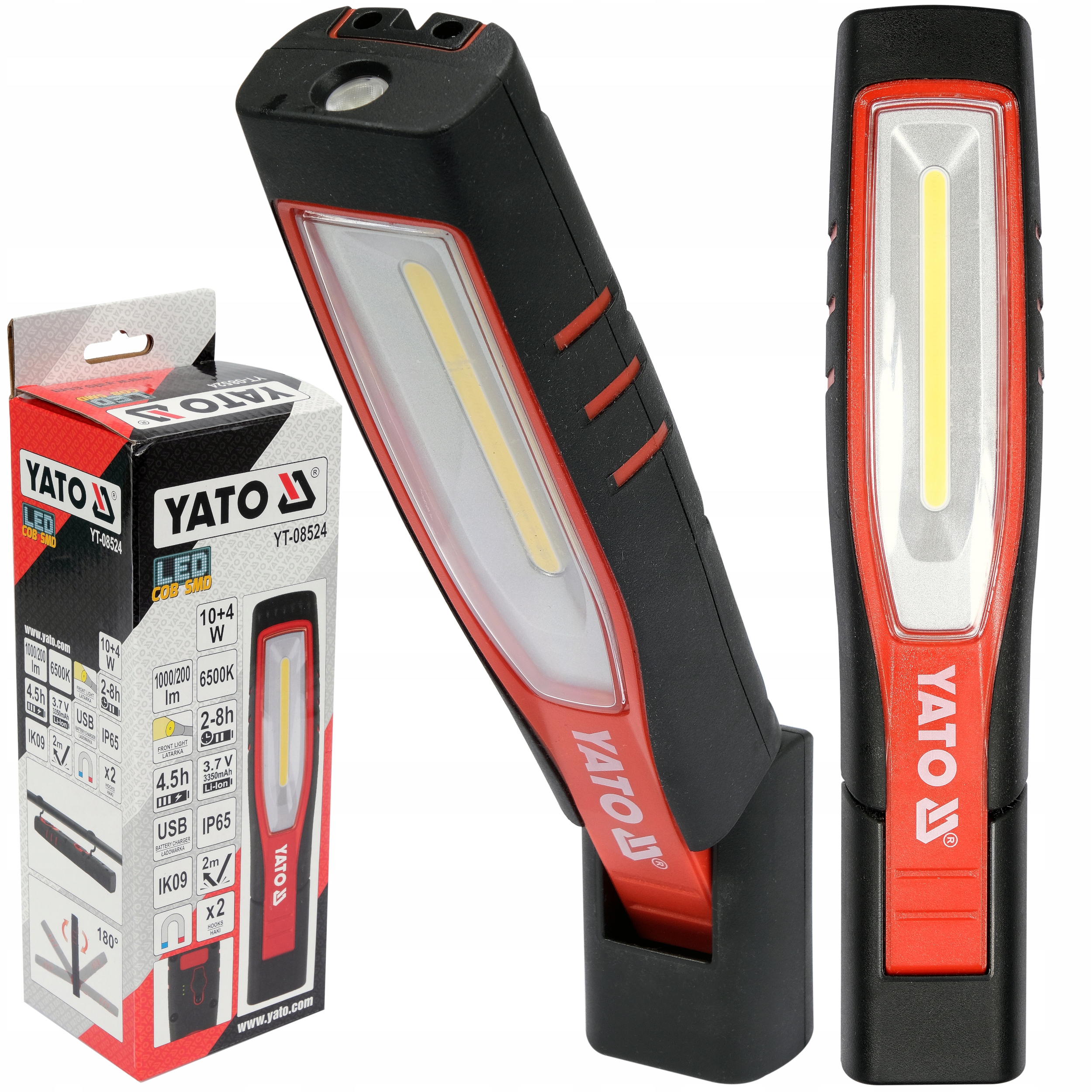 Lampa Latarka Akumulatorowa Yato Warsztatowa Led 10W 1000LM 3.7V 3350mAh
