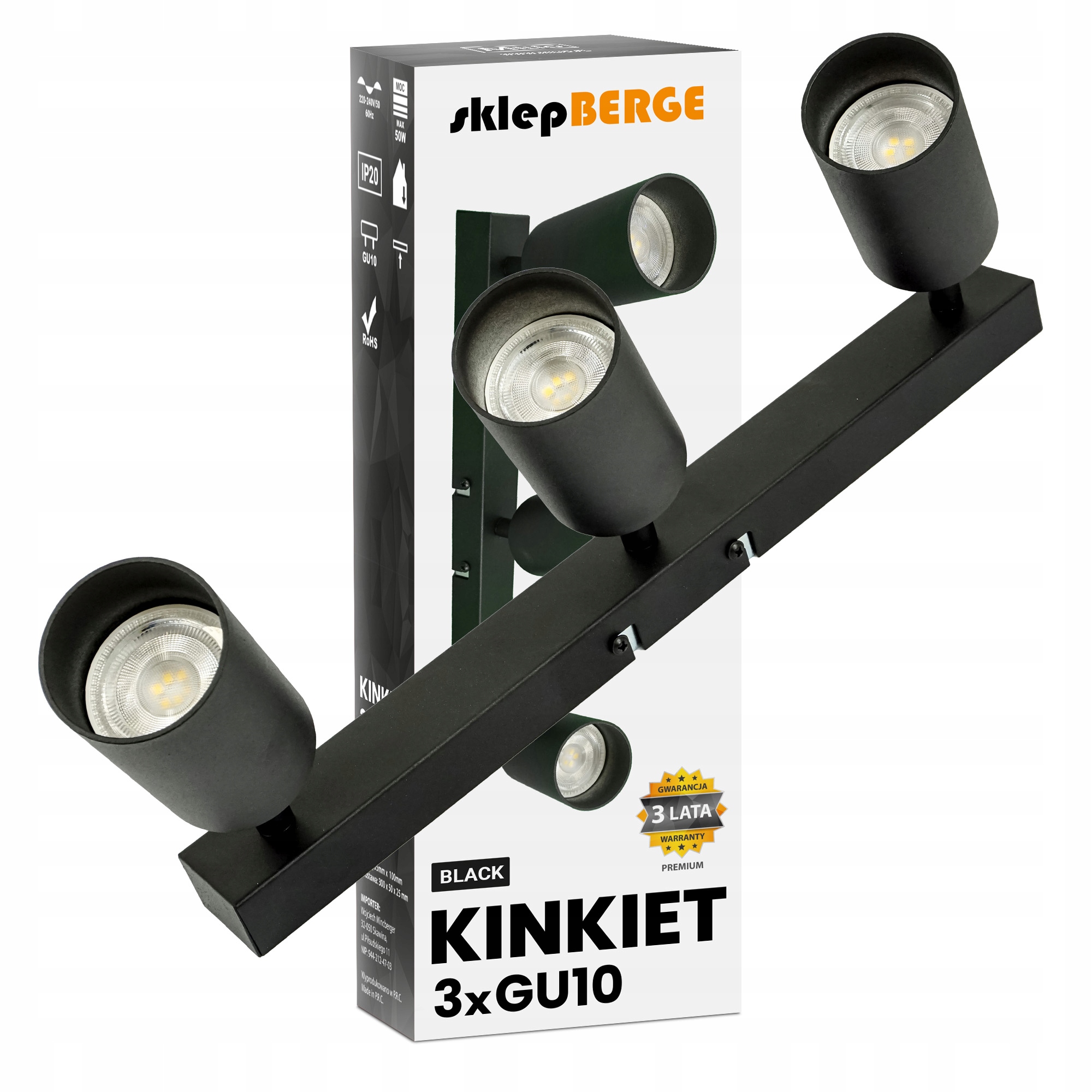 

Lampa sufitowa szyna oprawa halogenowa Led 3x GU10