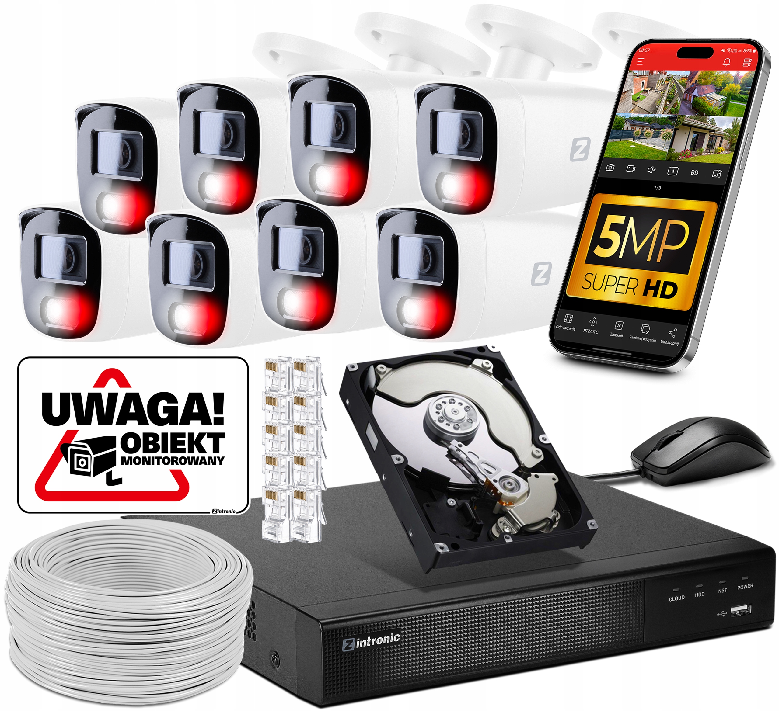 Sada Kamer Pro Monitorování 5MPX Ip Poe 8 Kamer 1TB Audio Detekce Lidí