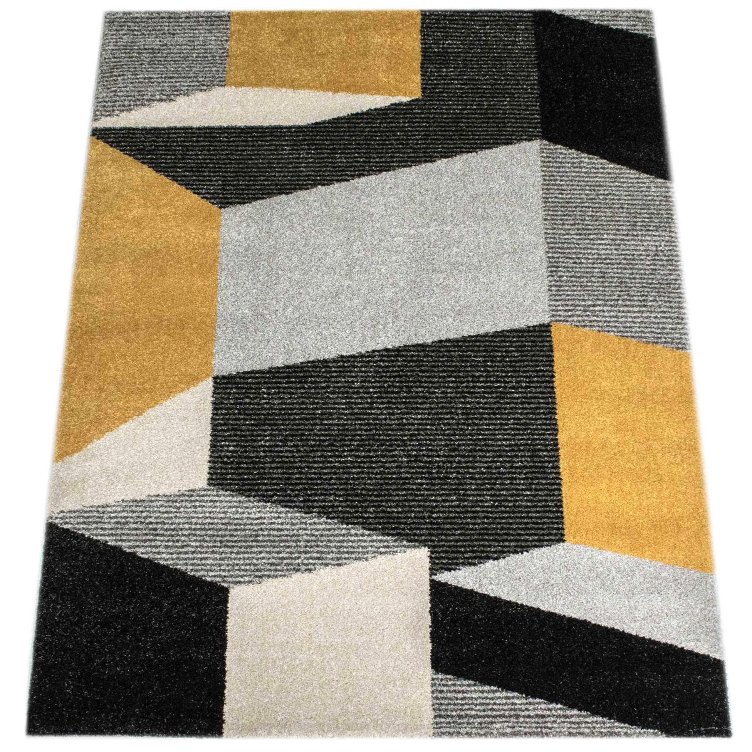 Dywan Lara Geometria Szaro Zółty Do Salonu Nowoczesny 200x290 cm