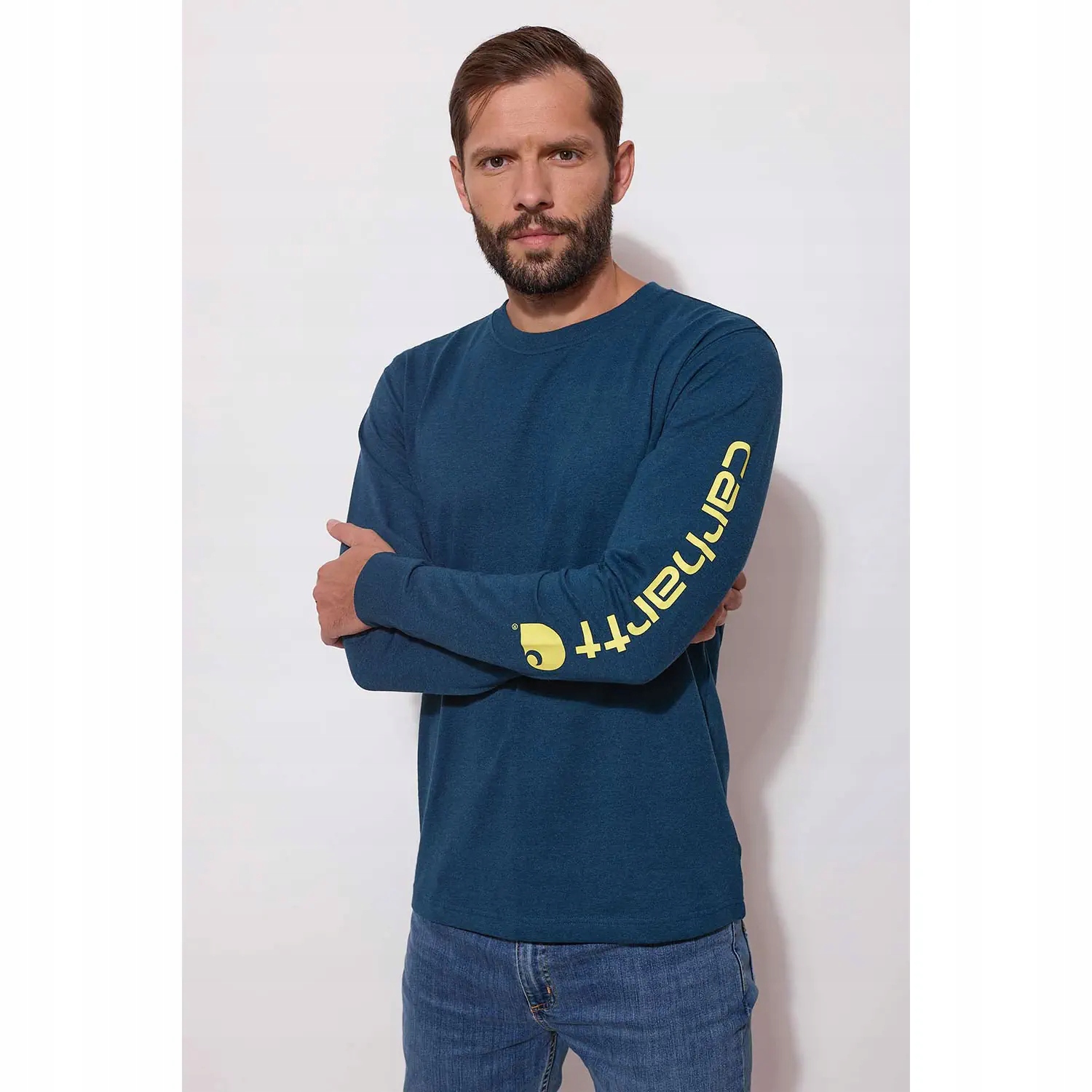 Tričko s dlouhým rukávem Carhartt Dearborn Relaxed Logo L night blue heath