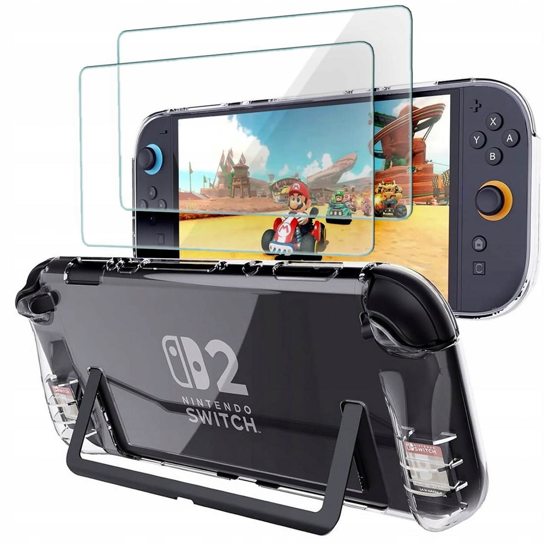 PRZEZROCZYSTE OCHRONNE ETUI CASE OBUDOWA NINTENDO SWITCH 2 + 2-PAK SZKŁO