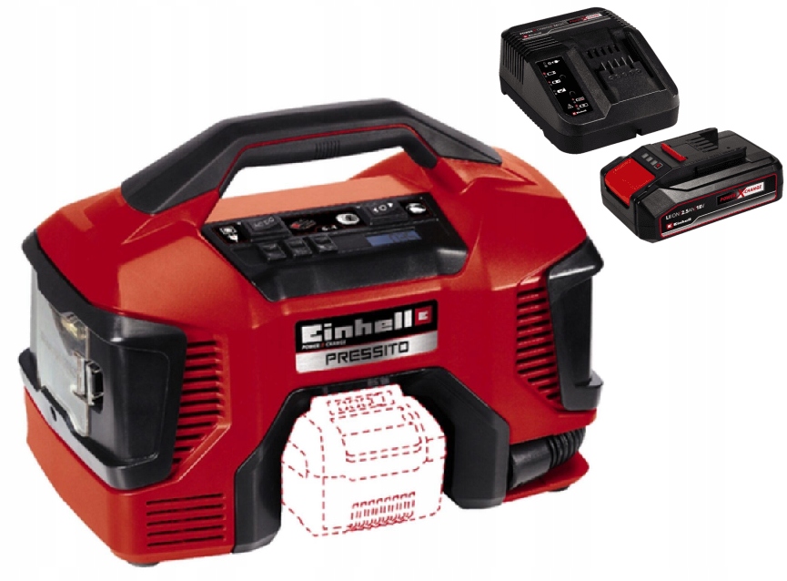 Einhell Pressito Hybridný Kompresor 4020460 Sada Akumulátorov 2,5 Ah
