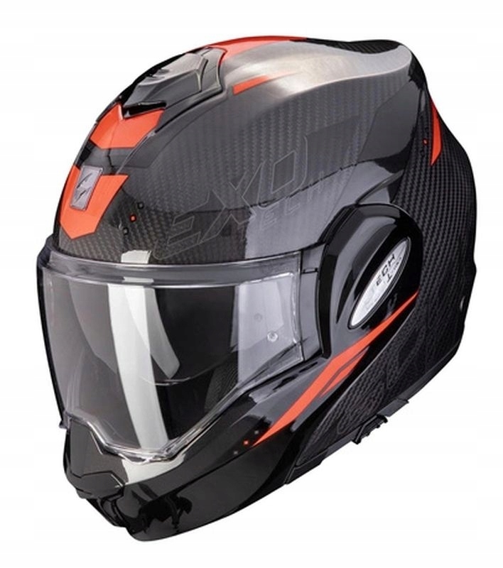 Scorpion Čeľusťová Prilba (čeľusť Dozadu) Exo-tech Carbon Rover Bk-red Kolo