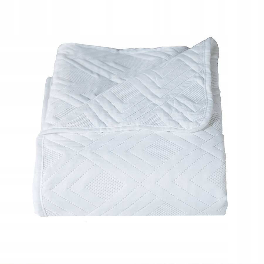 Dekorativní přehoz Avila 220x240, prošívaný, geomatrický vzor, bílý