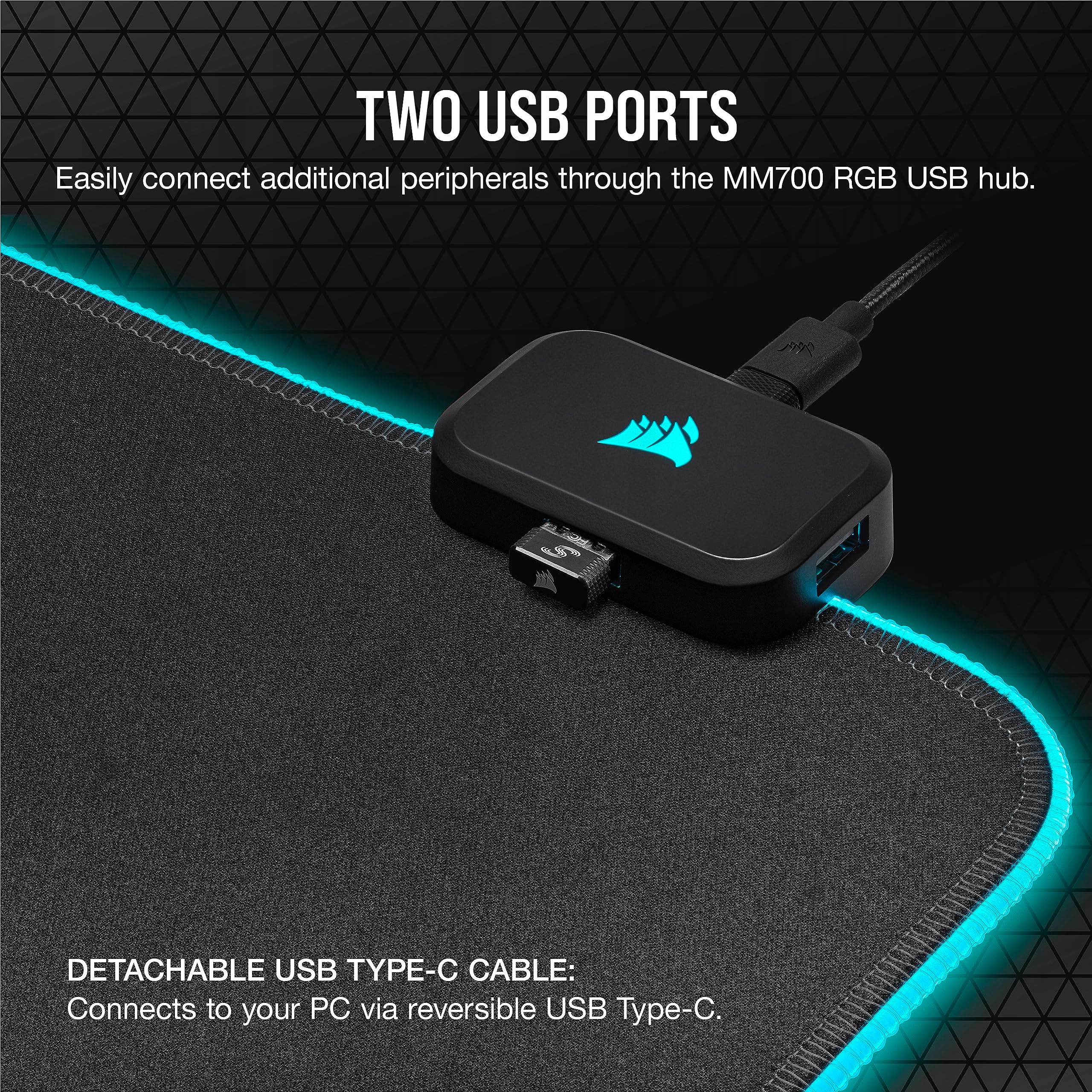 CORSAIR MM700 RGB Podkładka Gamingowa 930x400mm Dwa Porty USB — miniatura 7