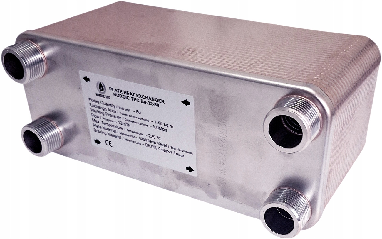 50-deskový Výměník Tepla 110 kW 1'' Nordic Tec – deskový výměník pro Co