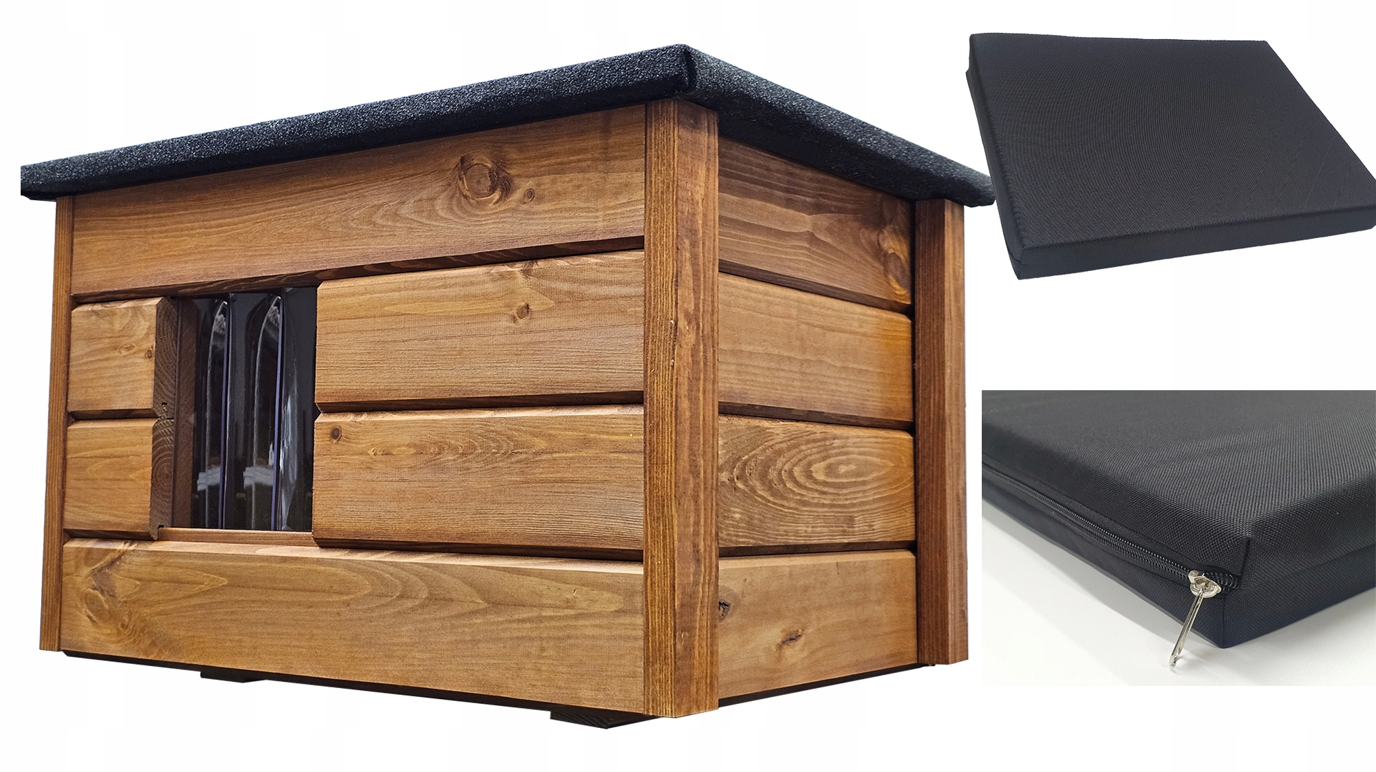 Zestaw Budka Domek Dla Kota Psa 3X Malowana Już Złożna Ocieplana Materac