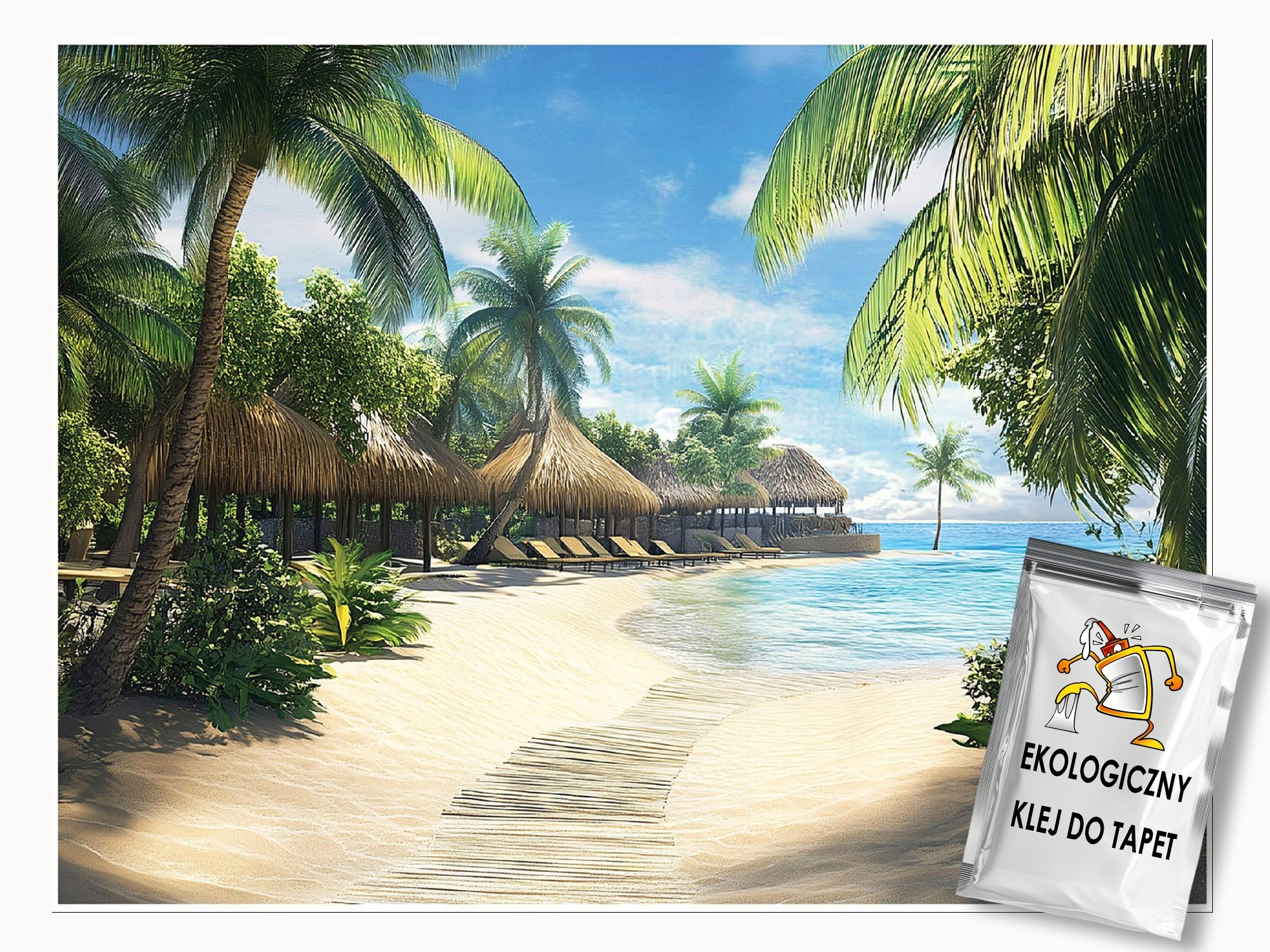 Fototapeta Rajská Pláž Palmy Moře 3D Na Zeď Ložnice Obývací Pokoj 350x250