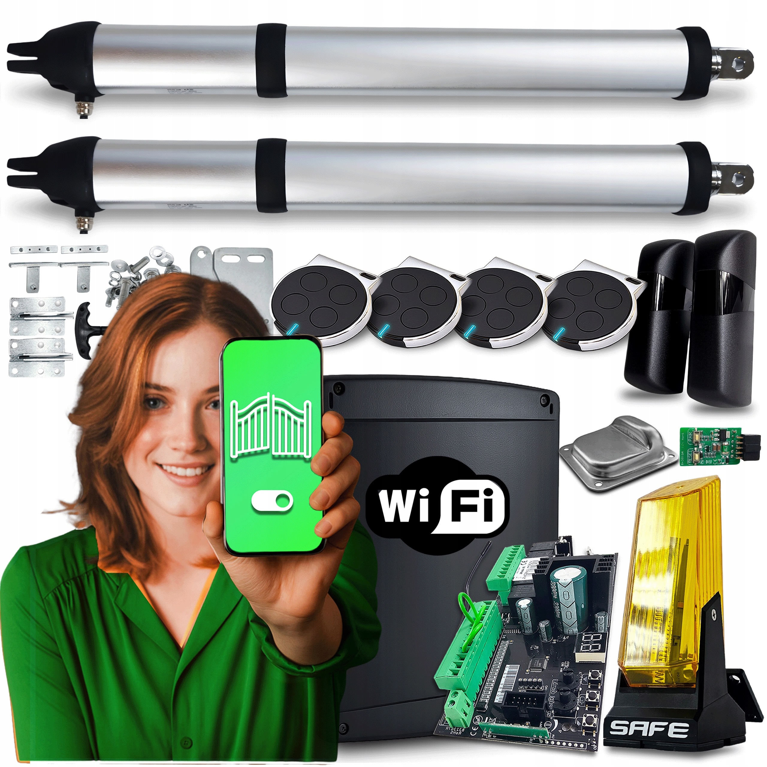 Set Pohon pro Dvoukřídlou Bránu 8 m Lampa 4 Ovladače Wifi Automat 400 Kg