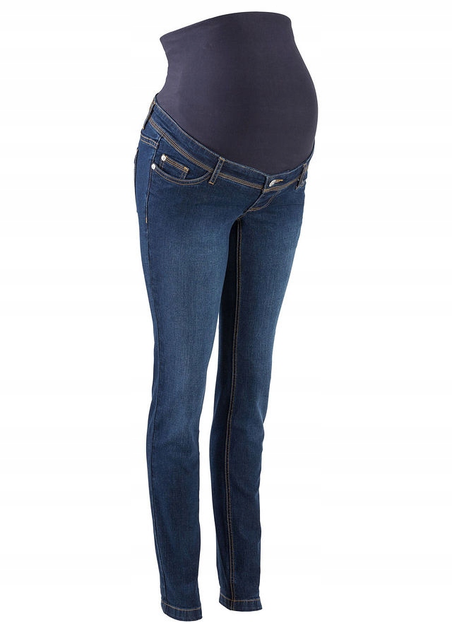 Z432 DŻINSY CIĄŻOWE CIEMNONIEBIESKIE Z PASEM R.50