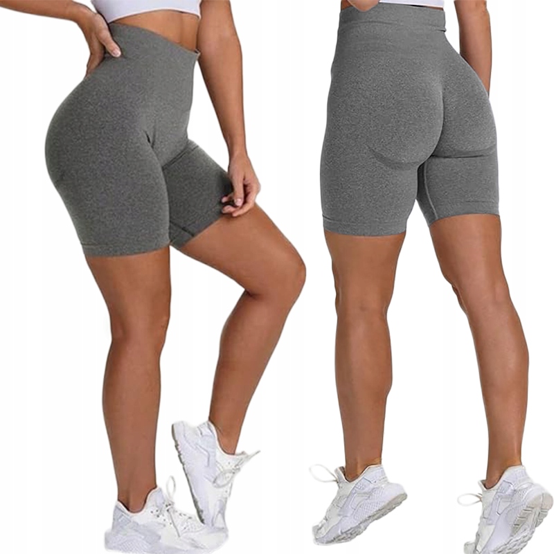 Legginsy Krótkie Sportowe Bezszwowe Wysoki Stan Fitness Szorty Kolarki XL