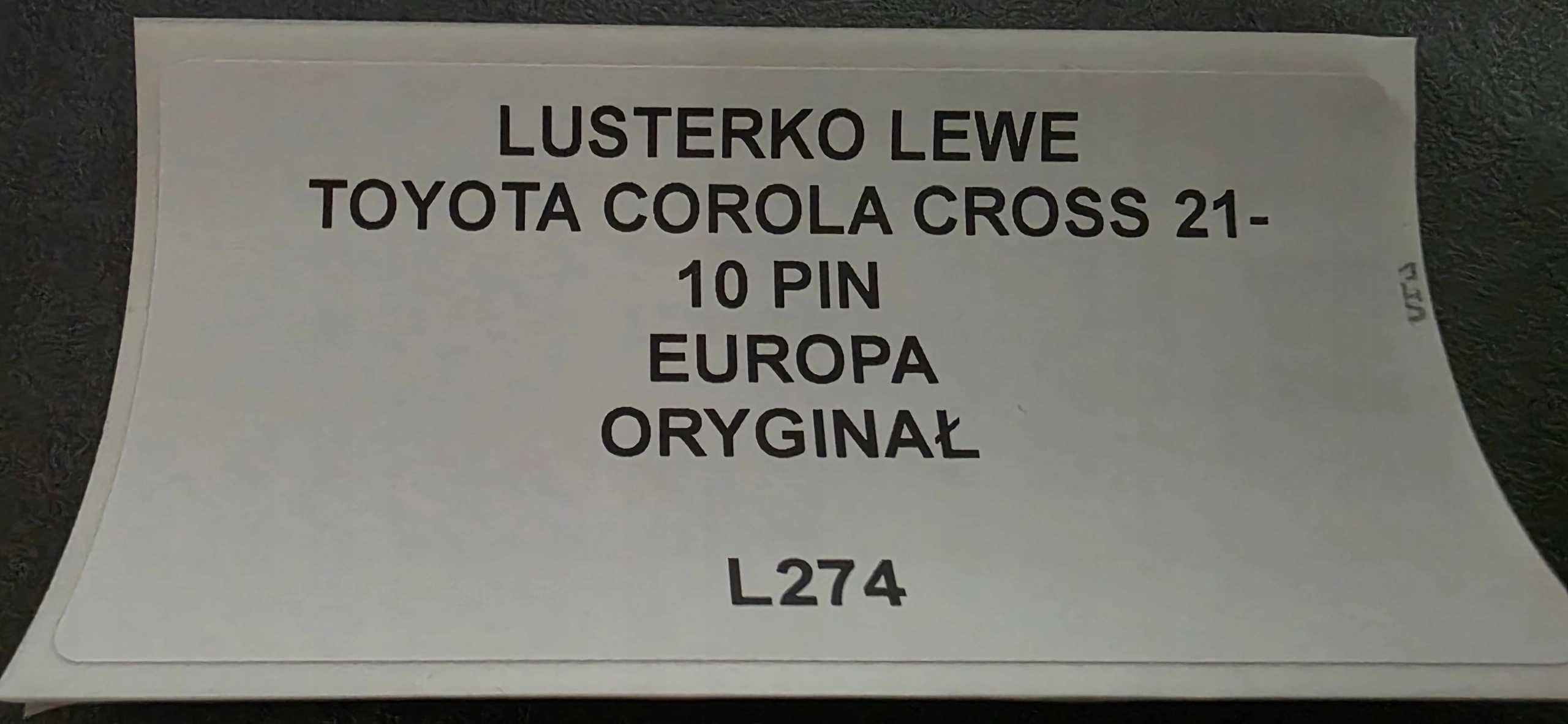 mirror left TOYOTA COROLLA CROSS 21- 10 PIN original EUROPA